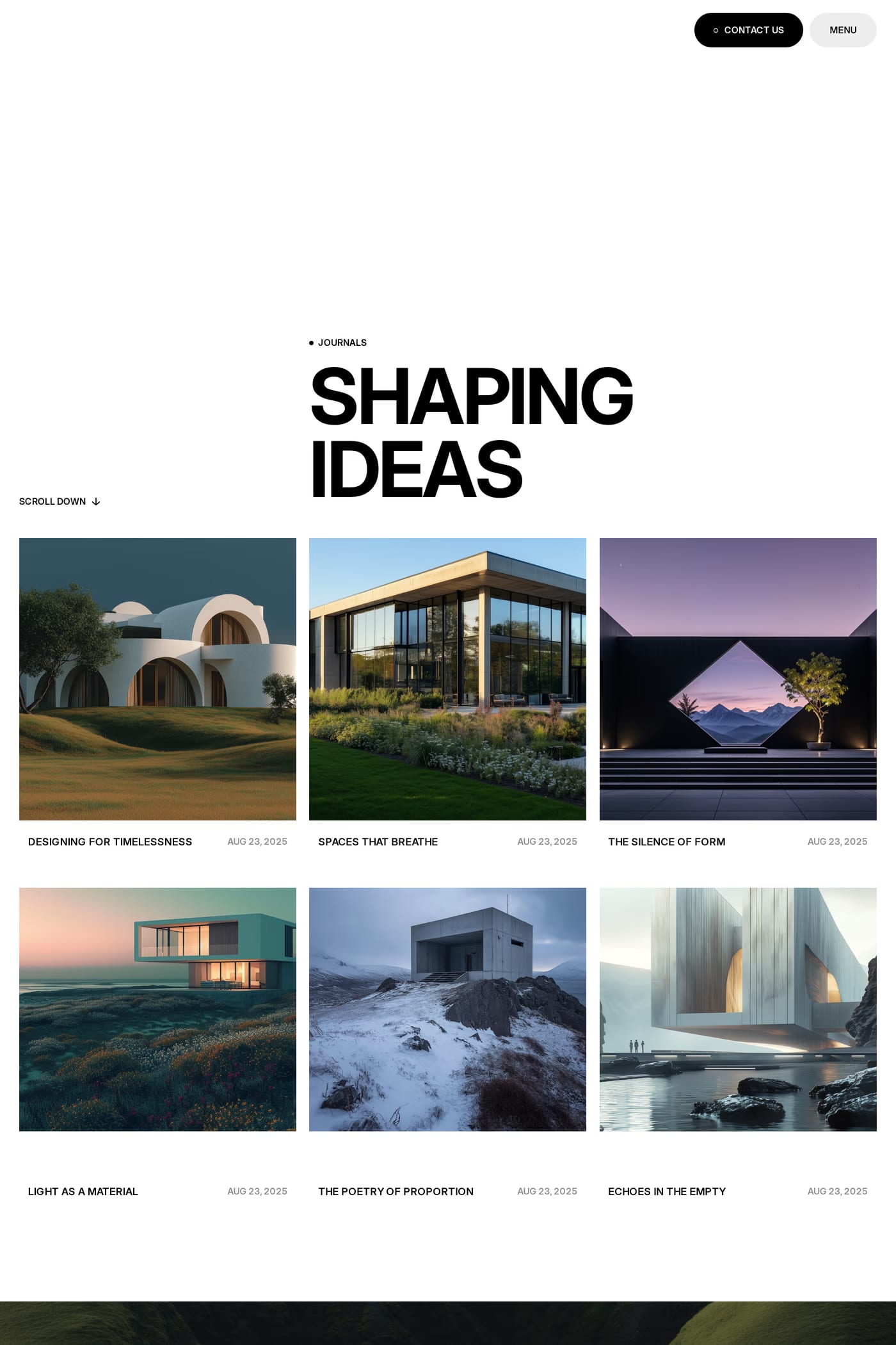 Archform — screenshot of the blog page