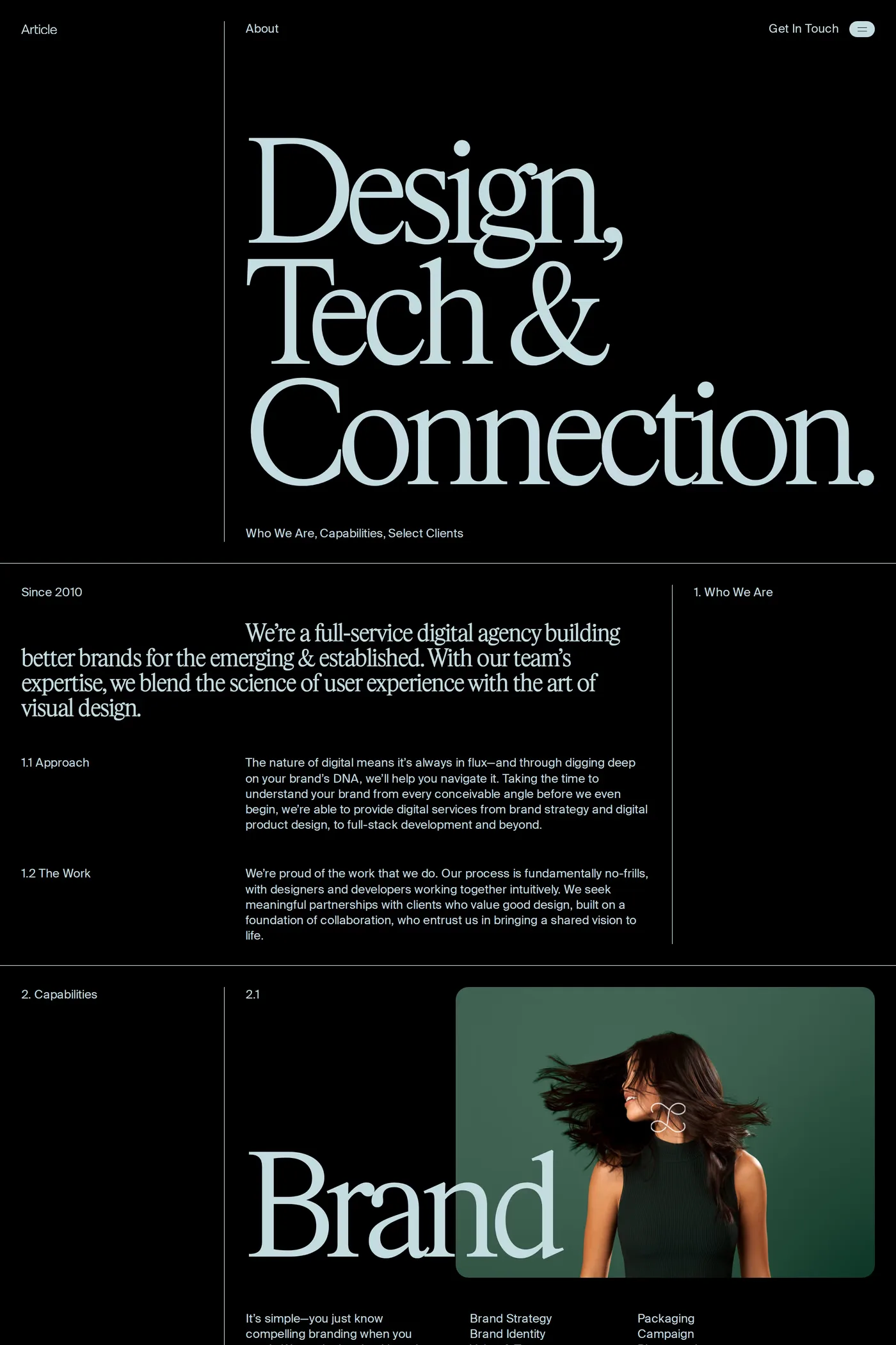 Article — screenshot of the about page