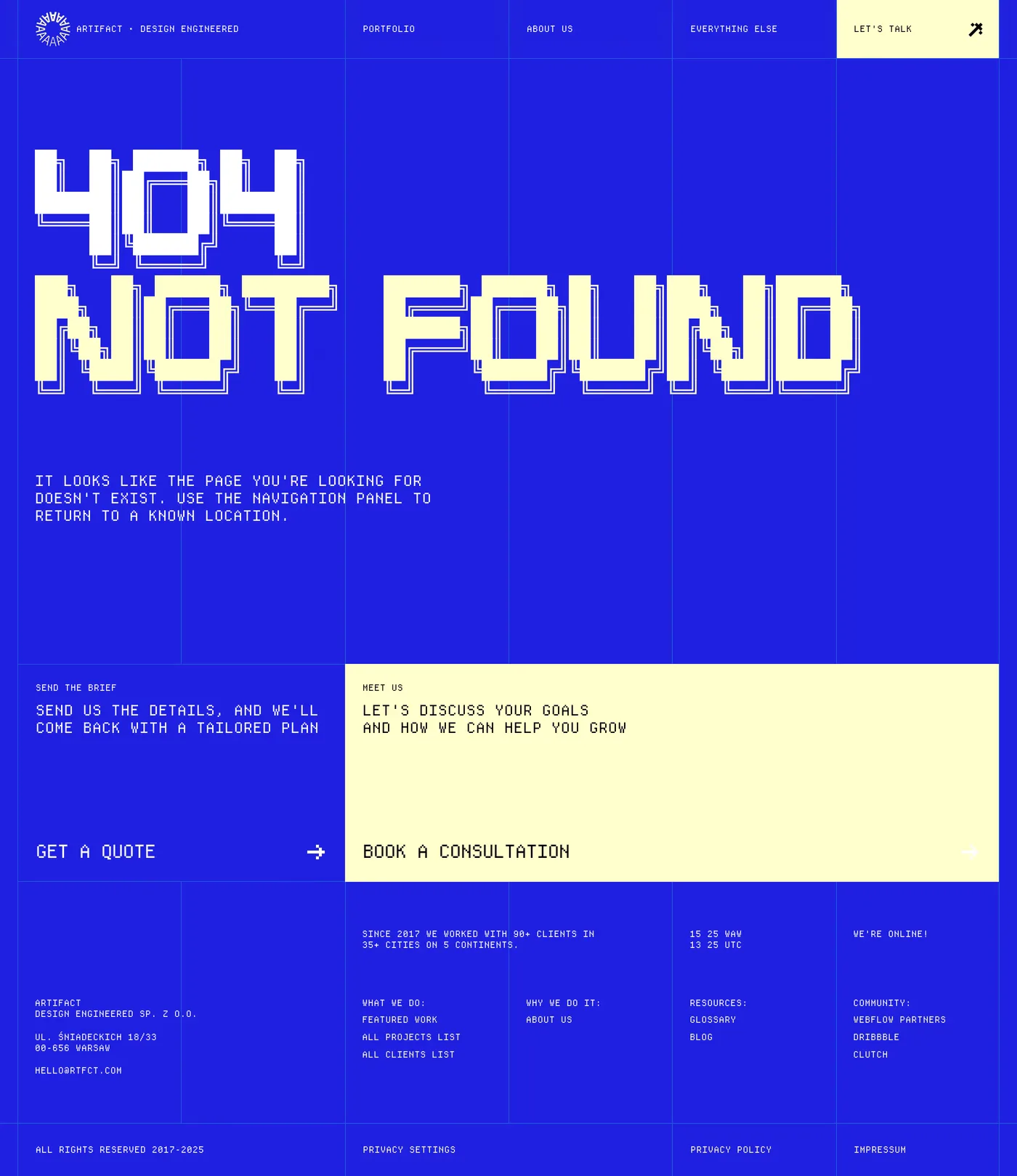 Artifact — screenshot of the 404 page