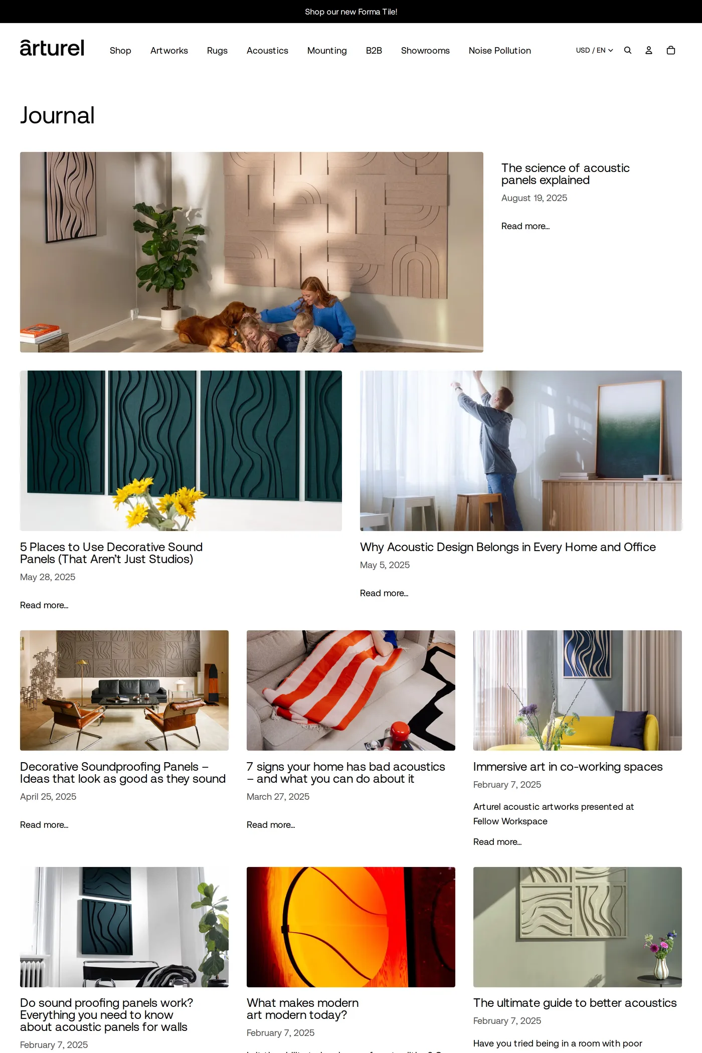 Arturel — screenshot of the blog page