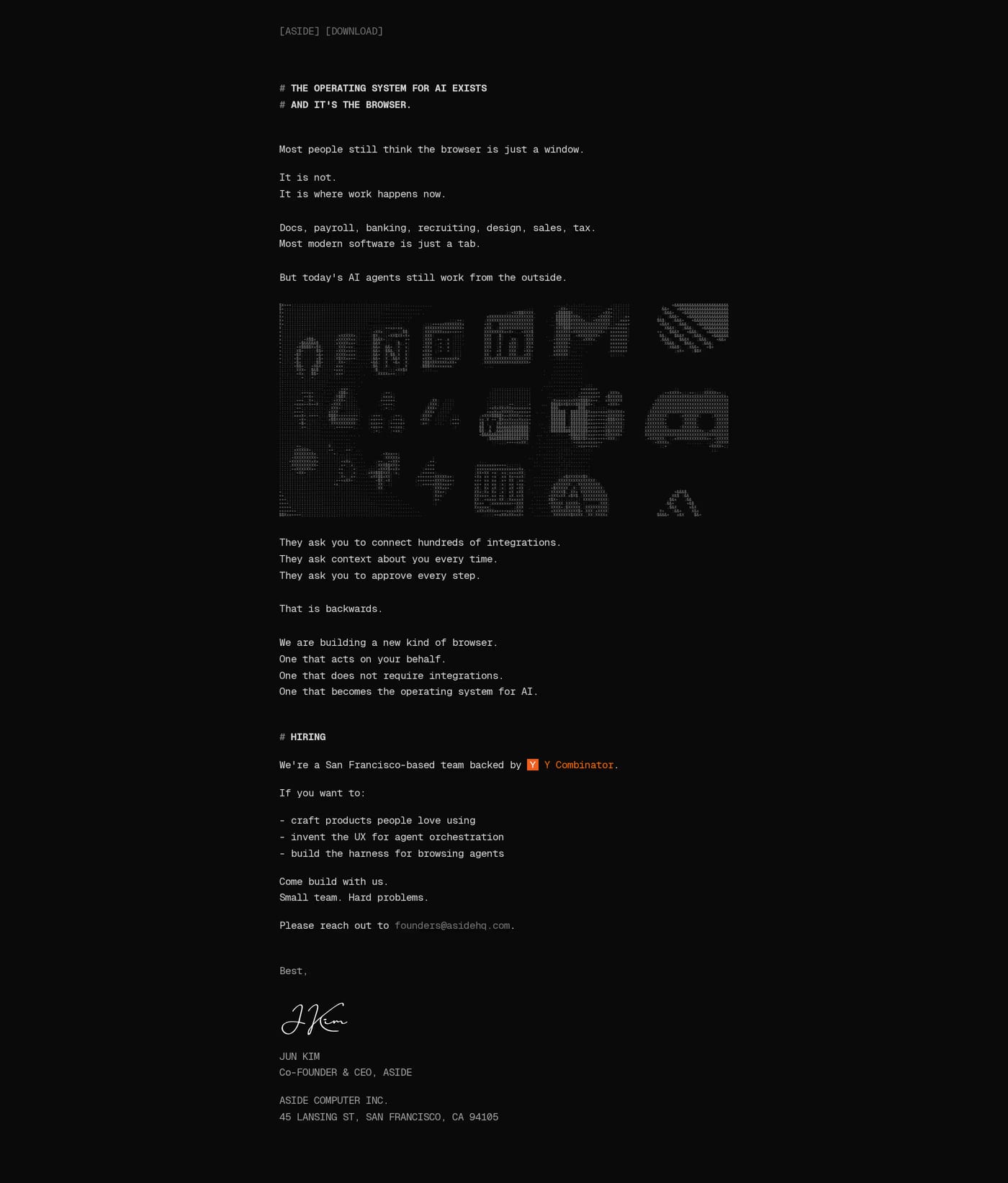 Aside — screenshot of the about page