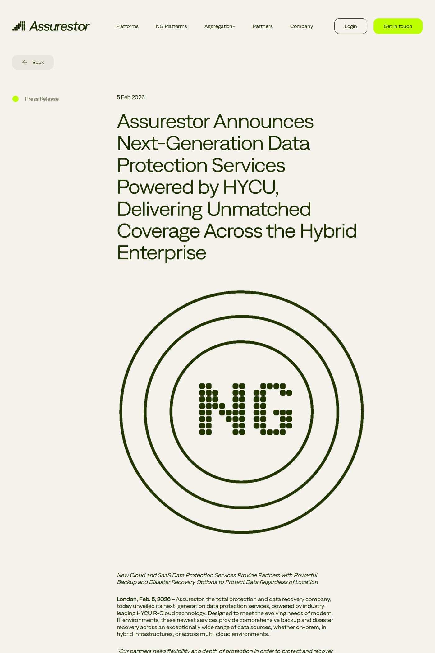Assurestor — screenshot of the blog page