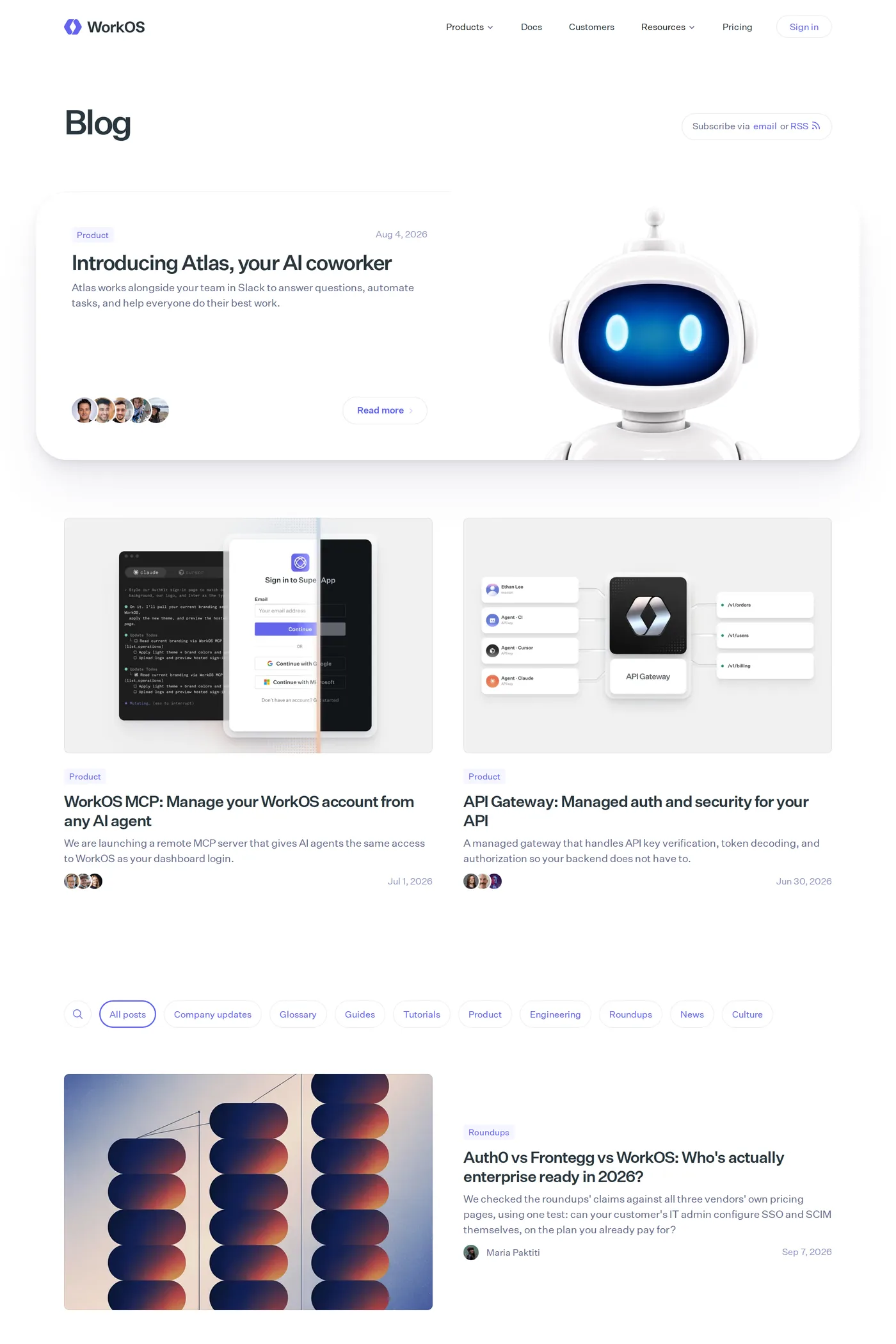 Atlas by WorkOS — screenshot of the blog page