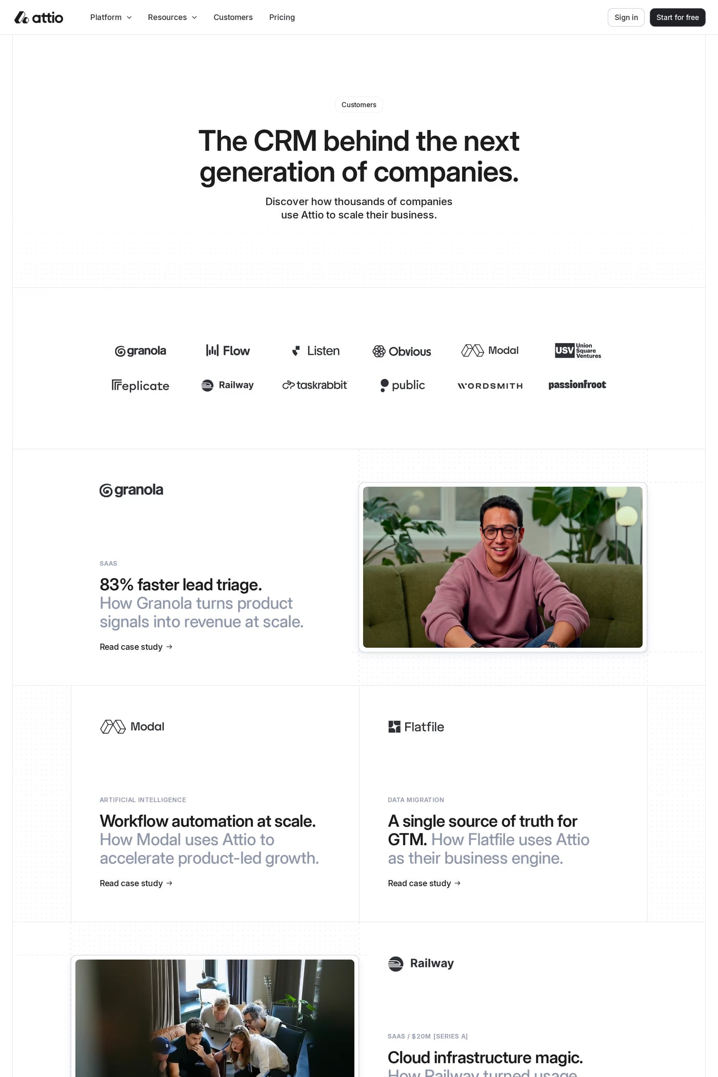 Attio — screenshot of the case studies page