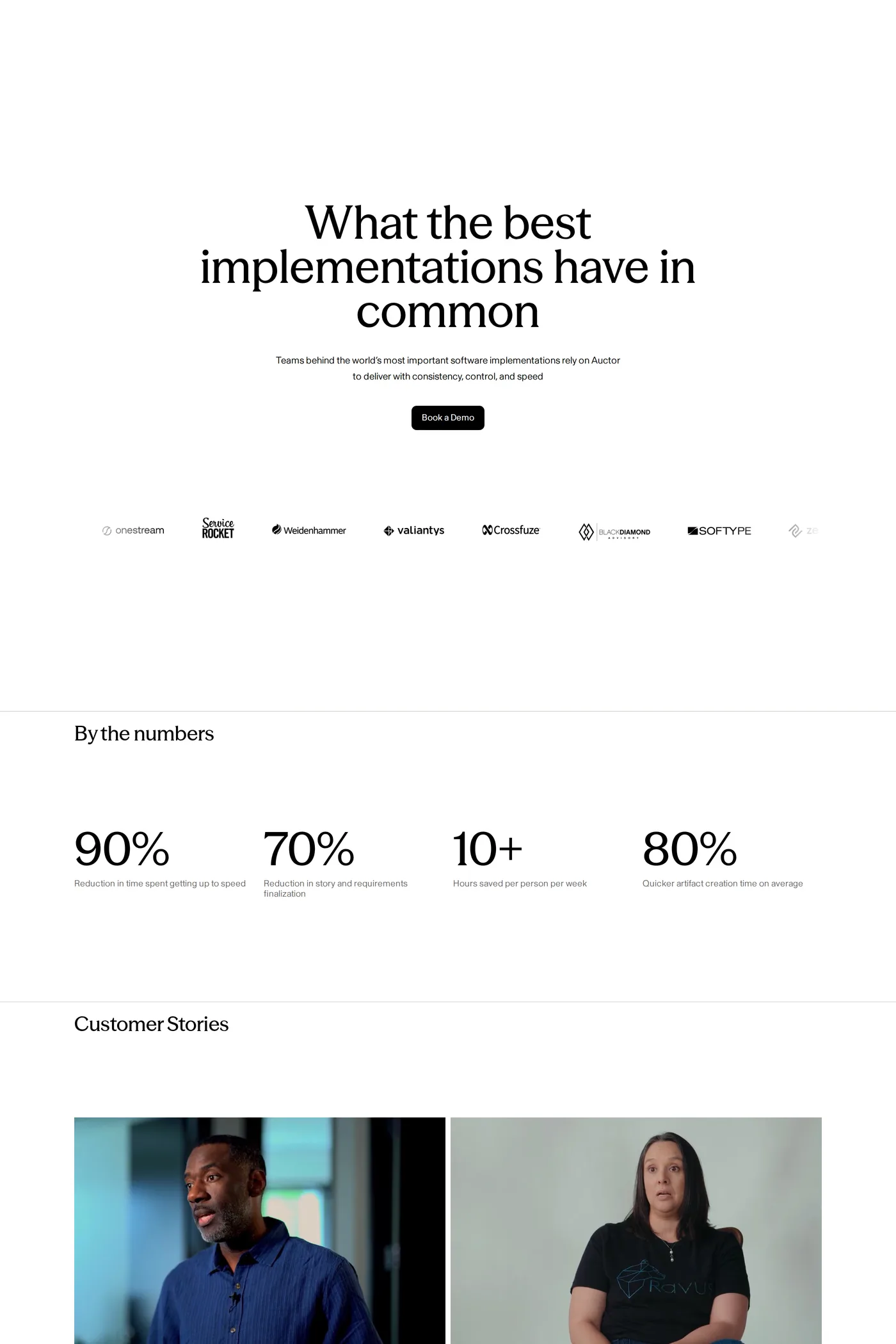 Auctor — screenshot of the case studies page