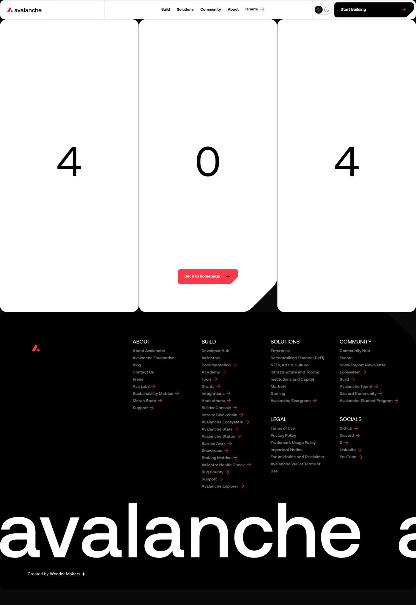 Avax.network — screenshot of the 404 page