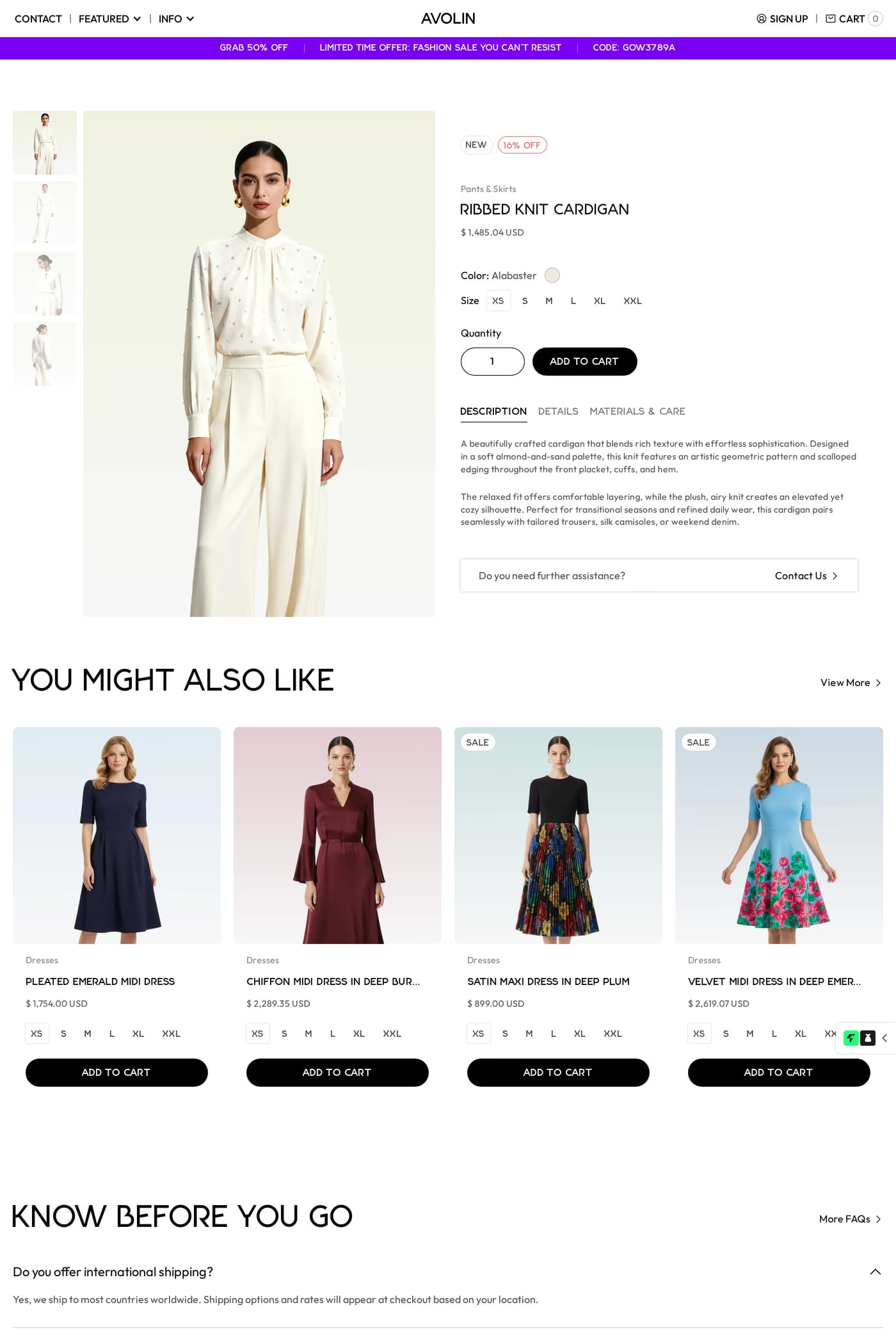 Avolin product page page
