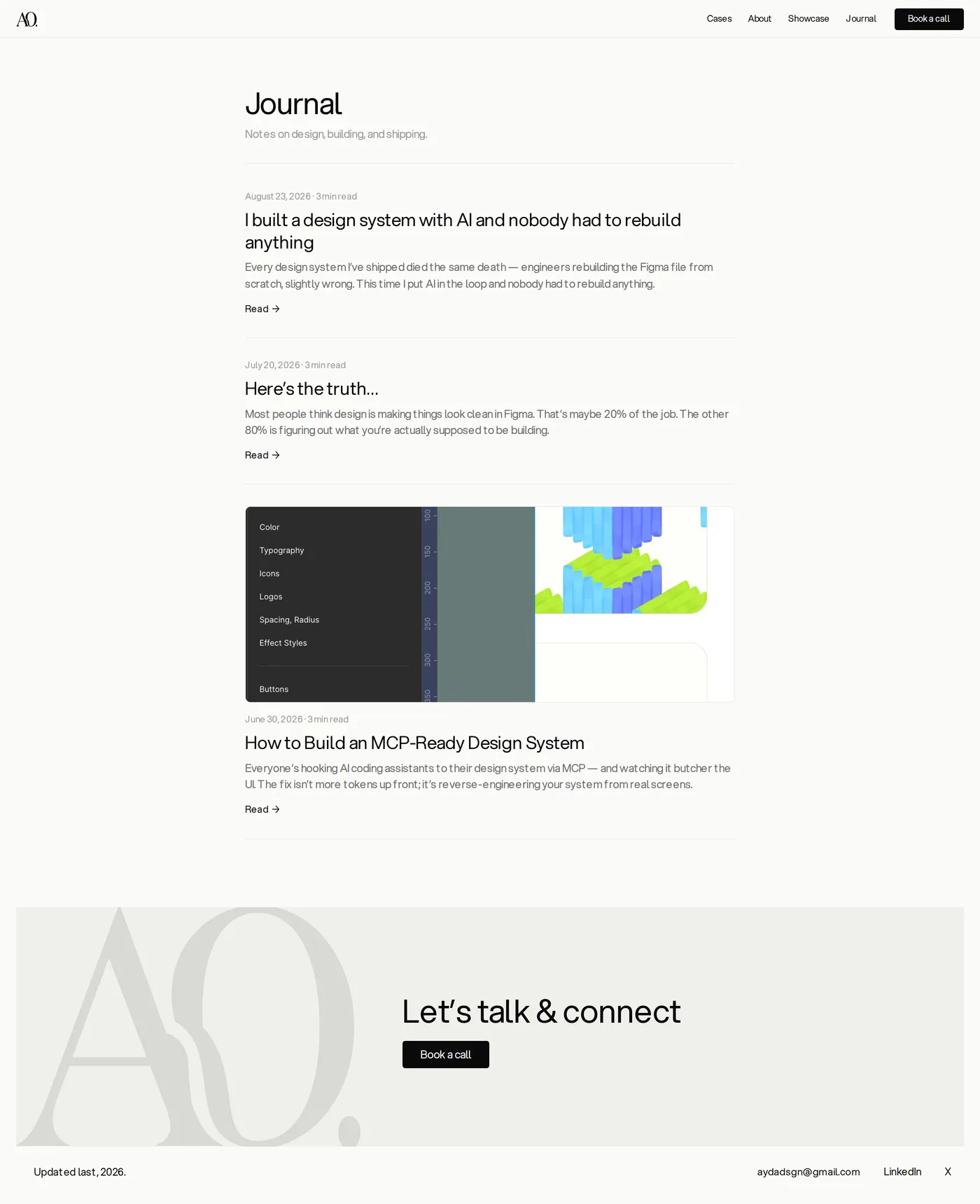 Ayda Oz — screenshot of the blog page