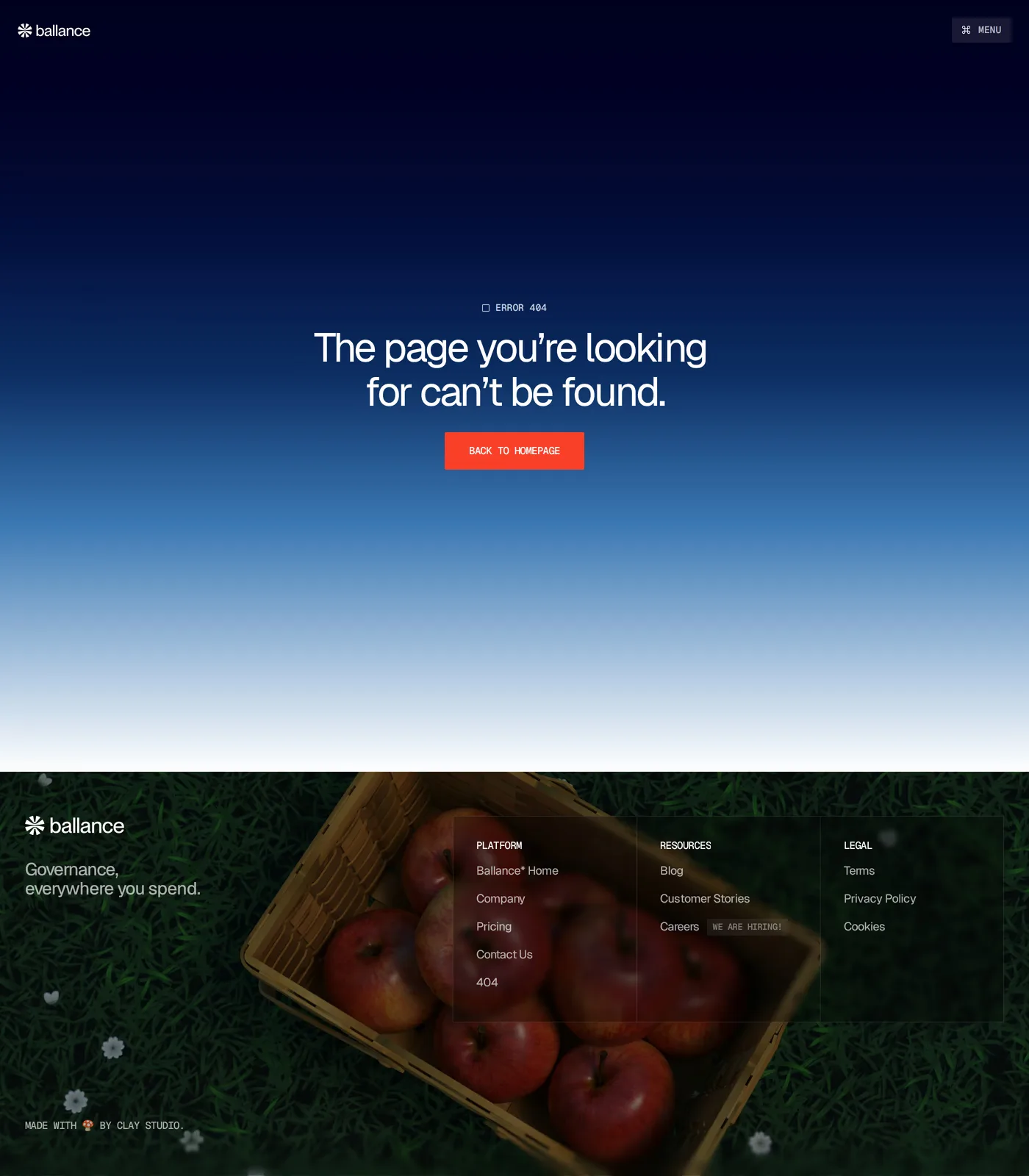 Ballance — screenshot of the 404 page