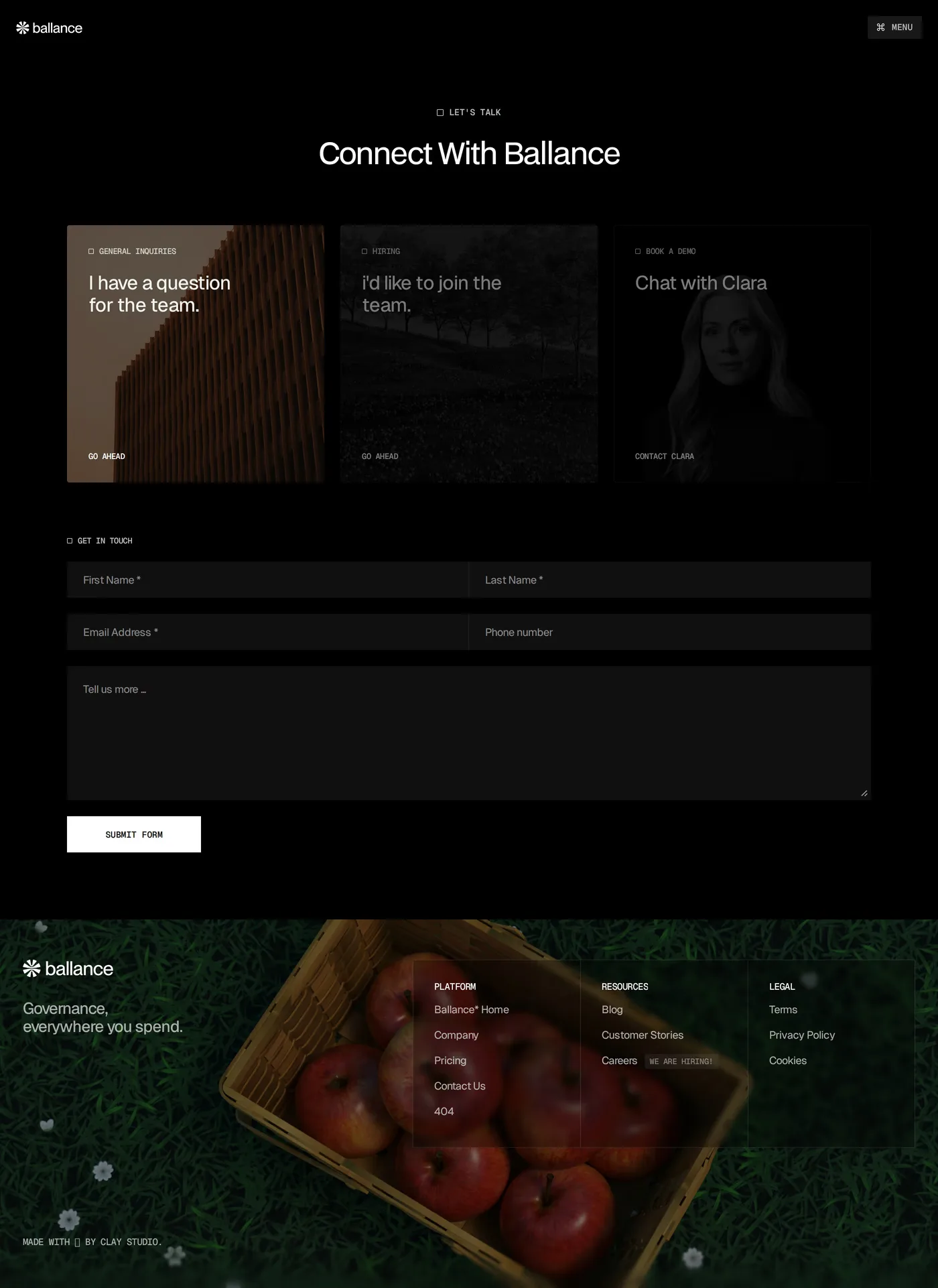 Ballance — screenshot of the contact page