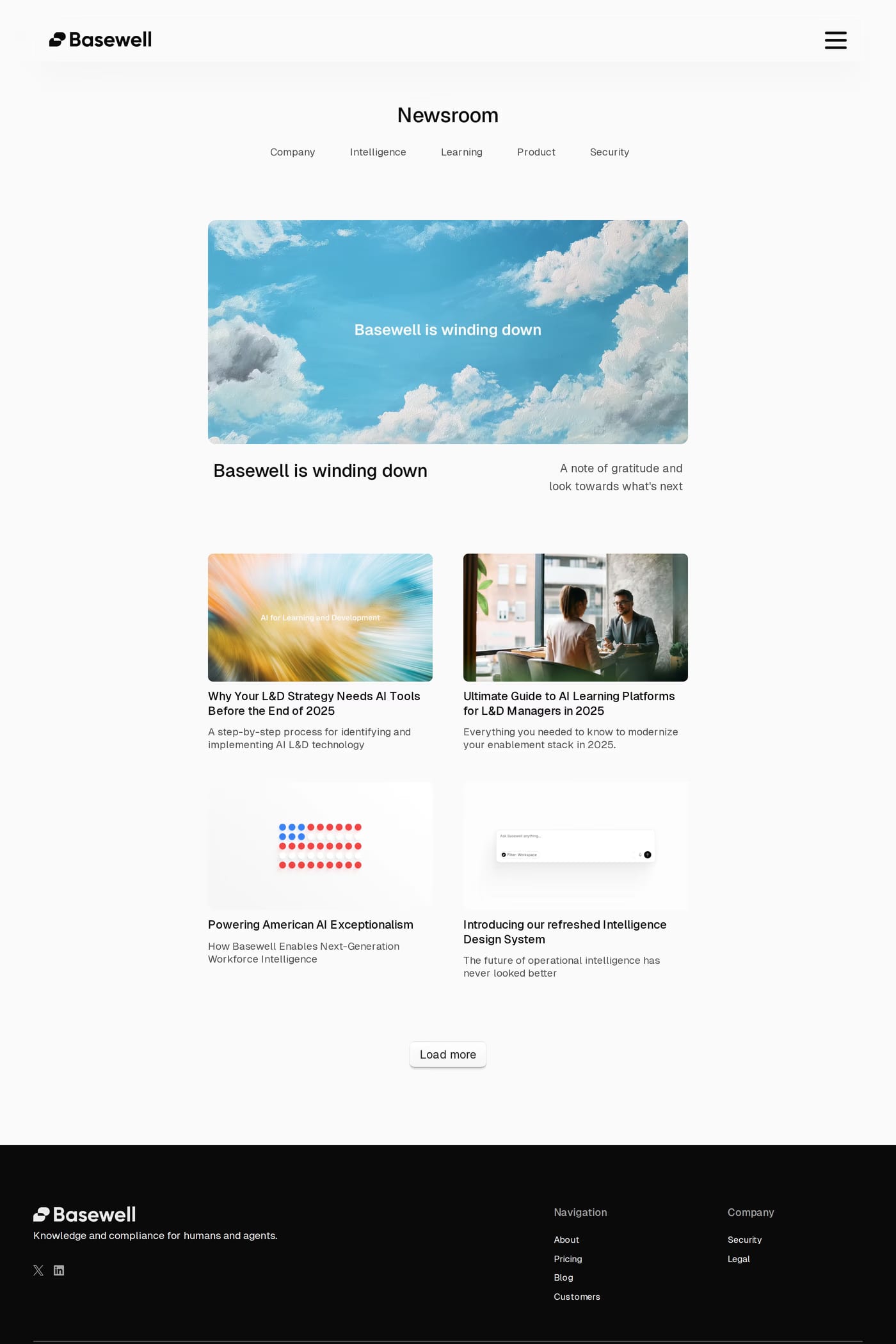 Basewell — screenshot of the blog page