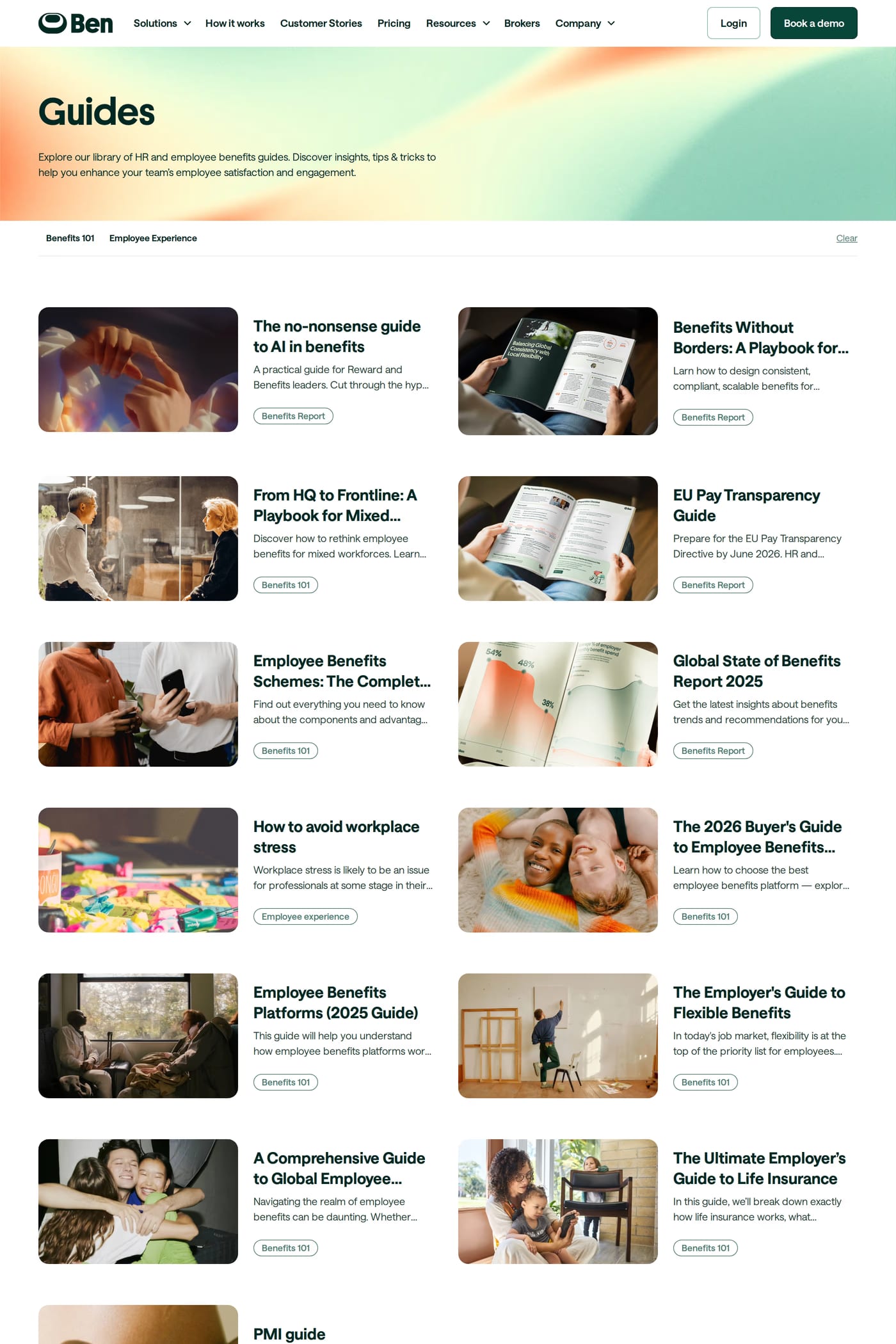 Ben — screenshot of the blog page