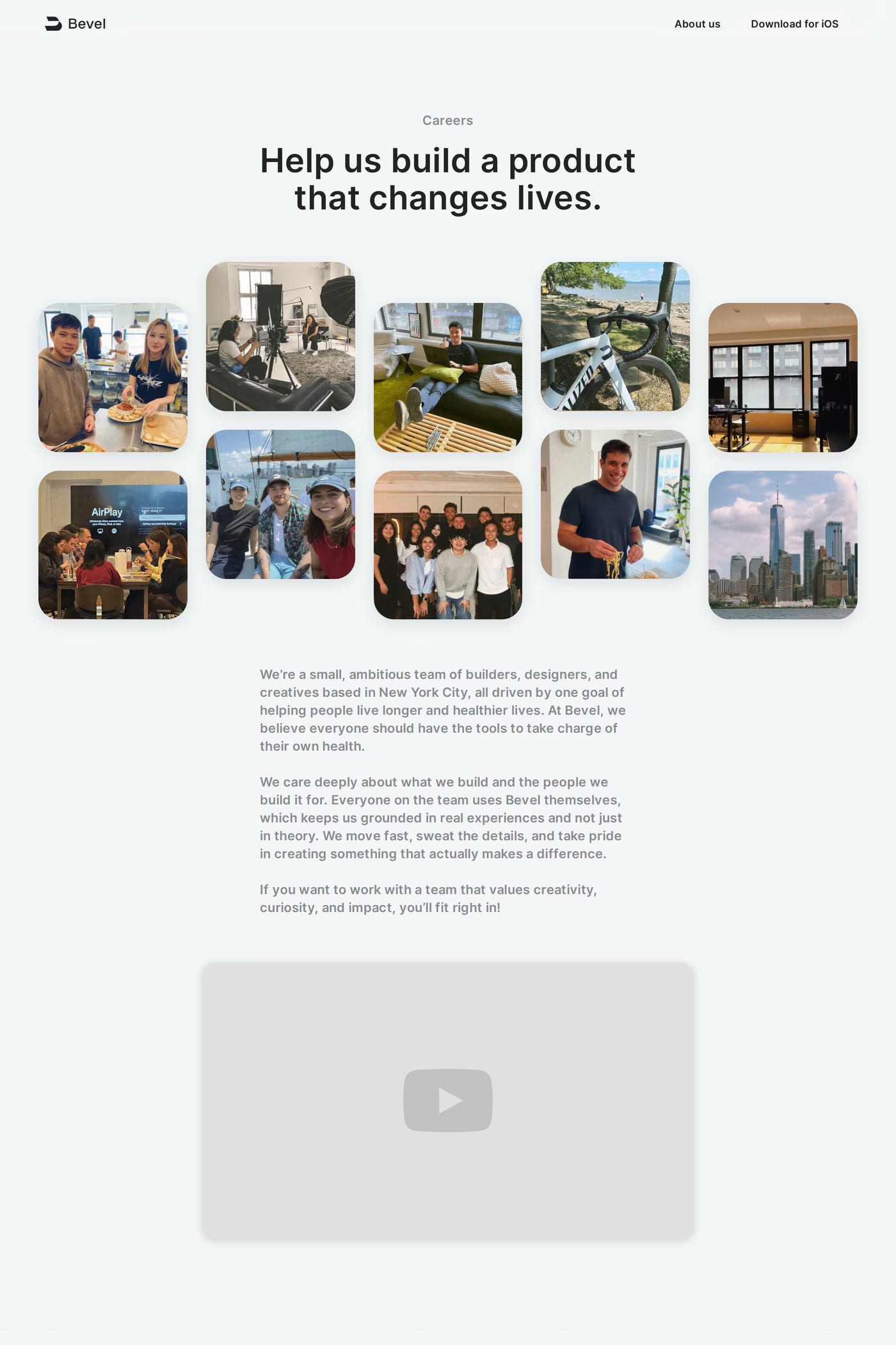 Bevel — screenshot of the careers page