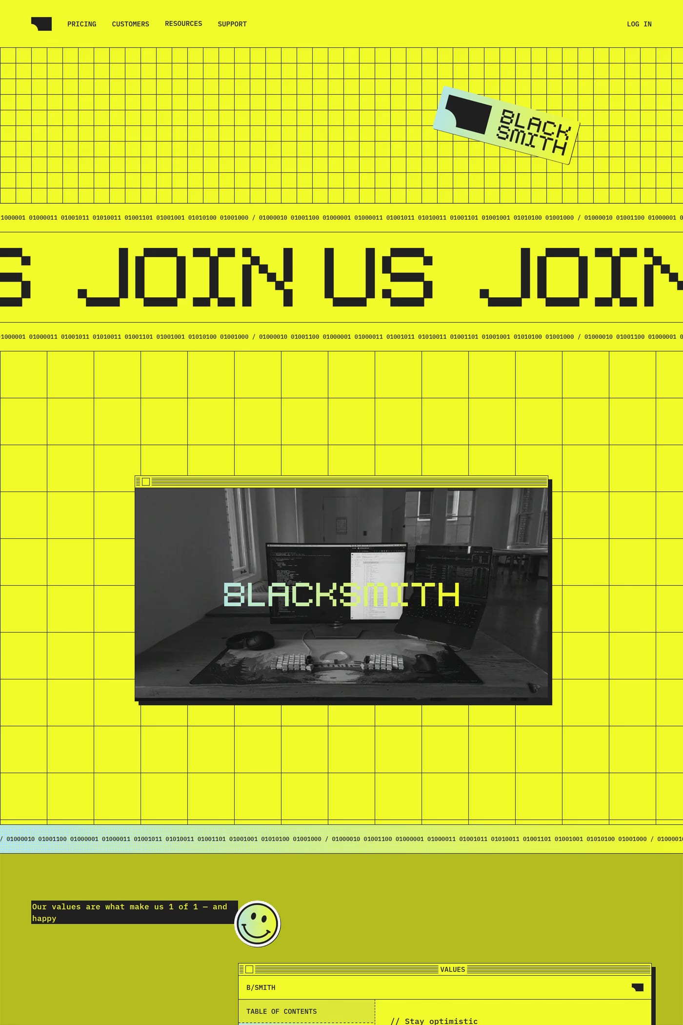 Blacksmith — screenshot of the careers page