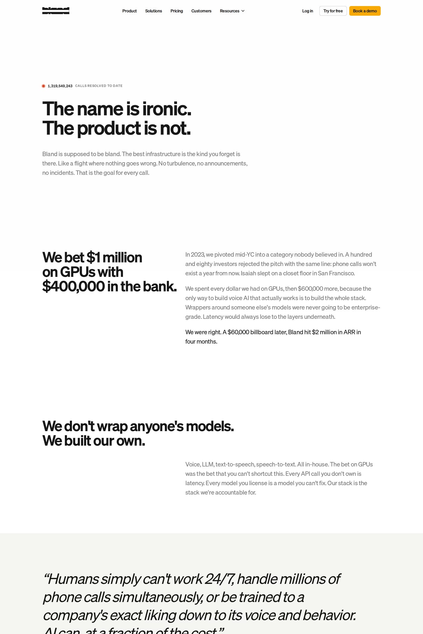 Bland AI about page