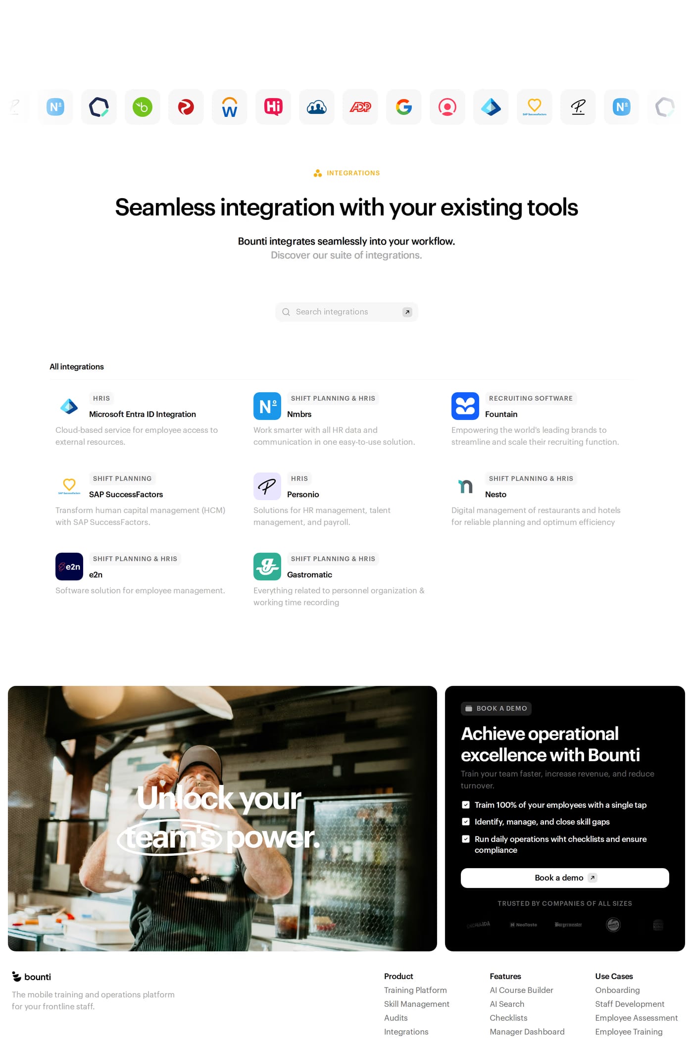 Bounti integrations page