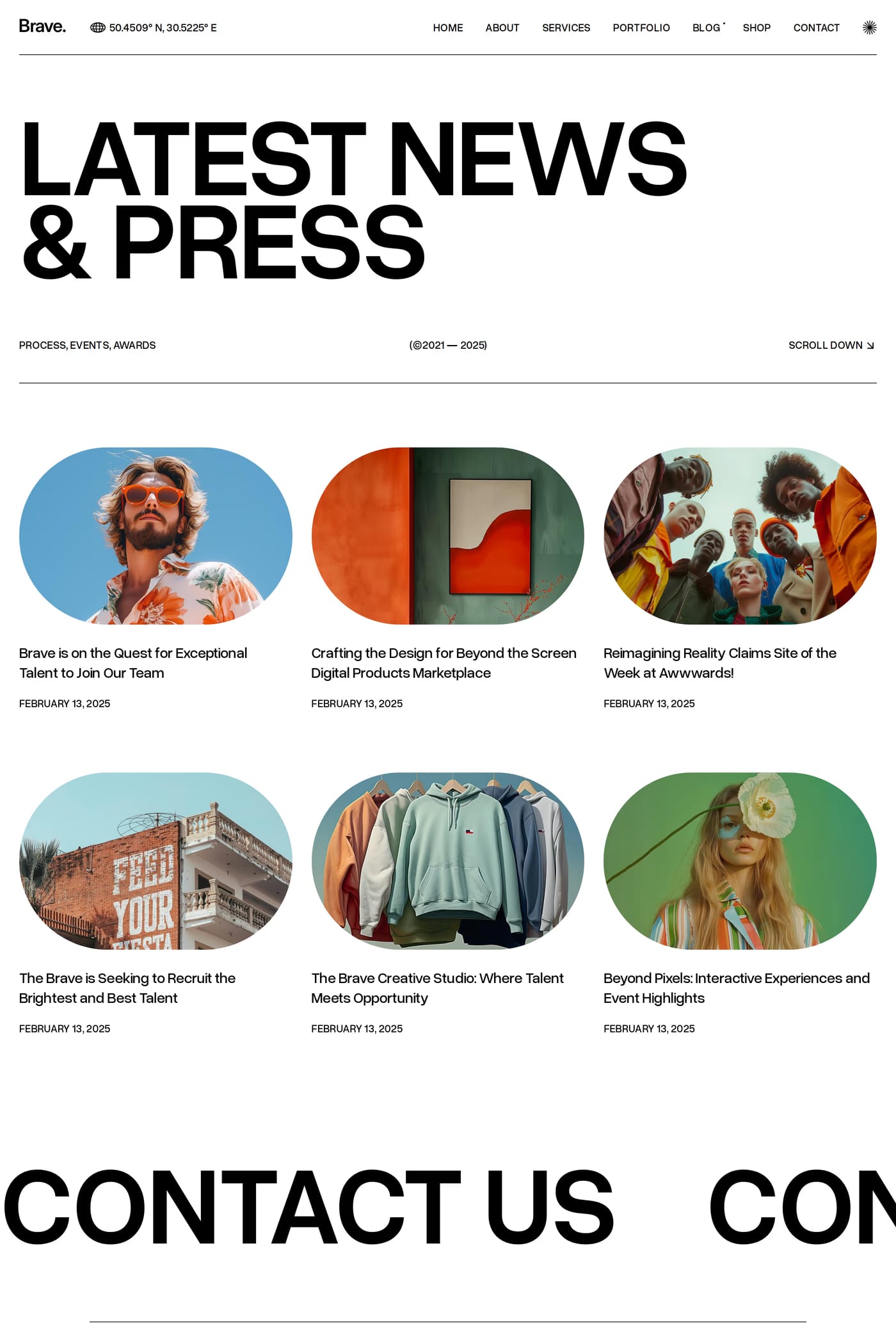 Brave Studio — screenshot of the blog page