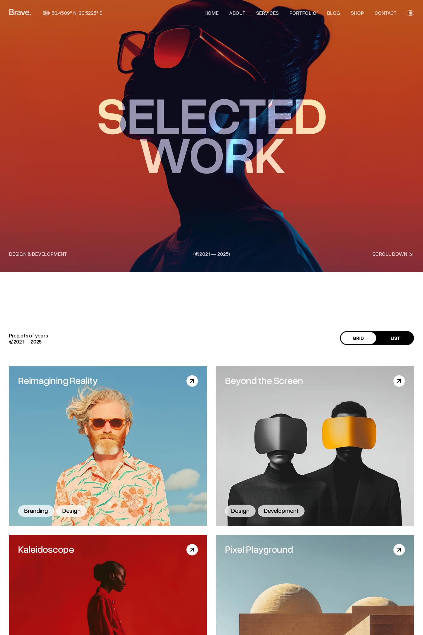 Brave Studio — screenshot of the work page