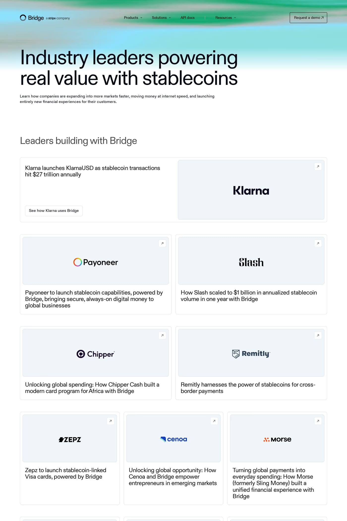Bridge — screenshot of the case studies page