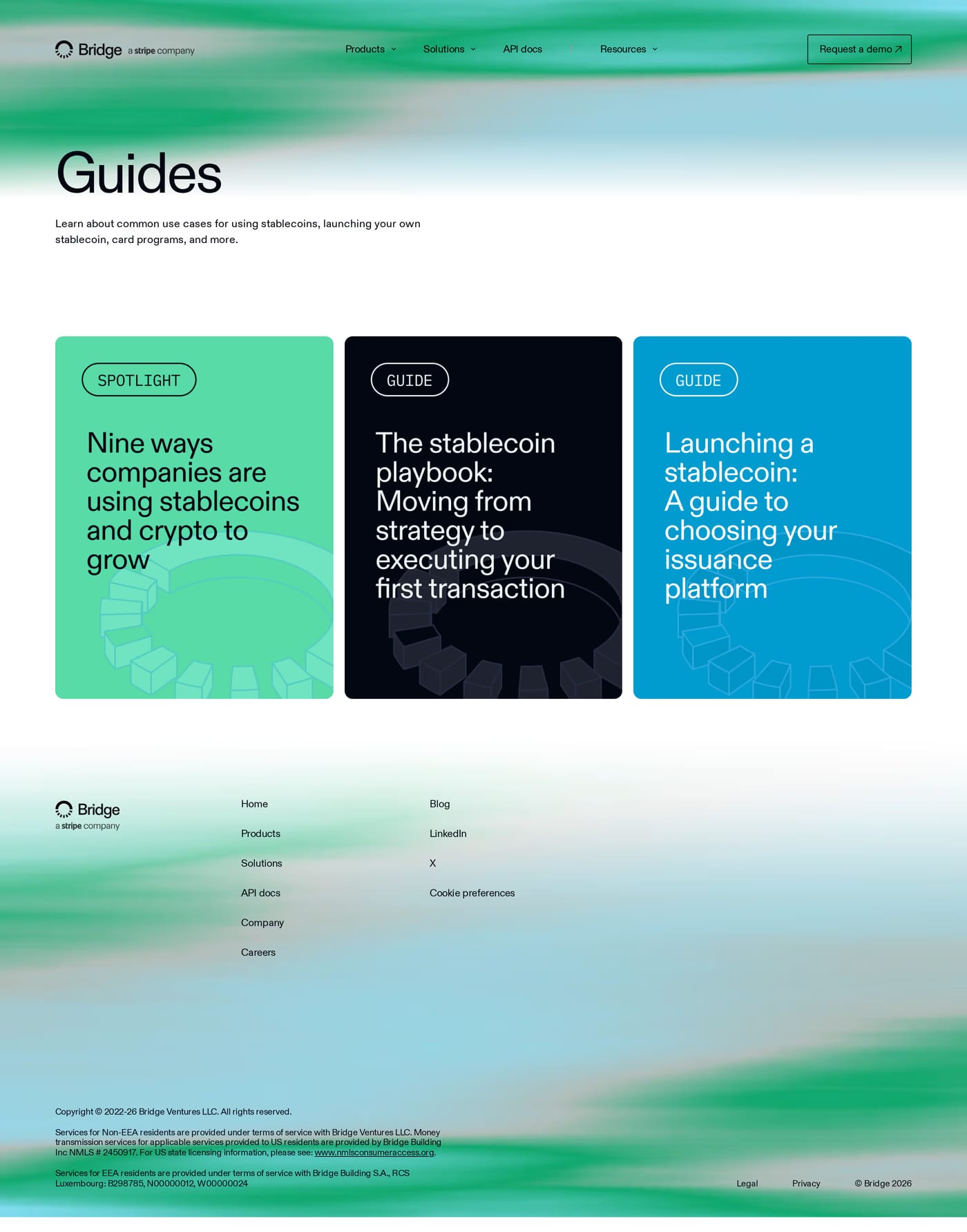 Bridge — screenshot of the blog page
