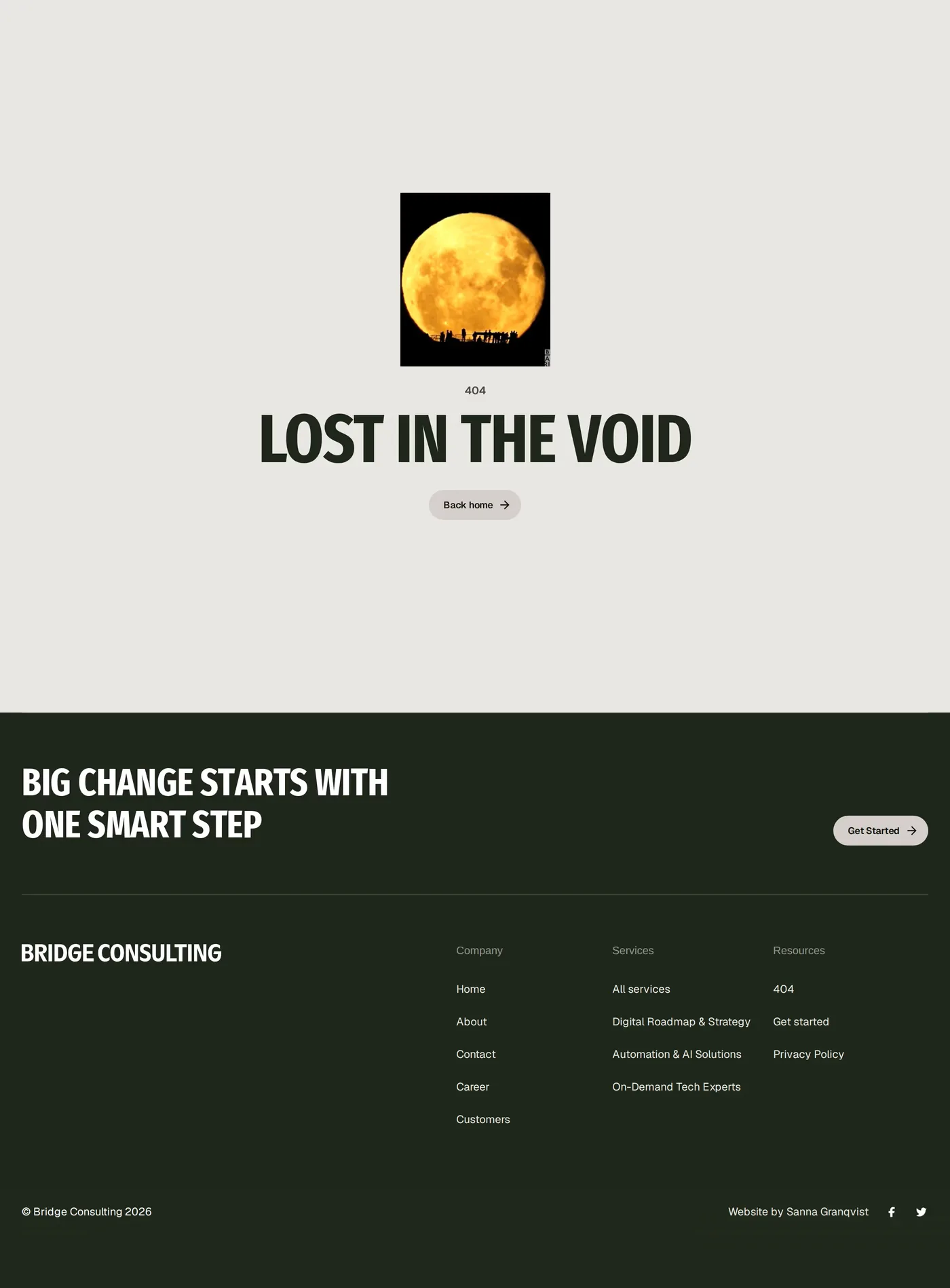 Bridge Consulting — screenshot of the 404 page
