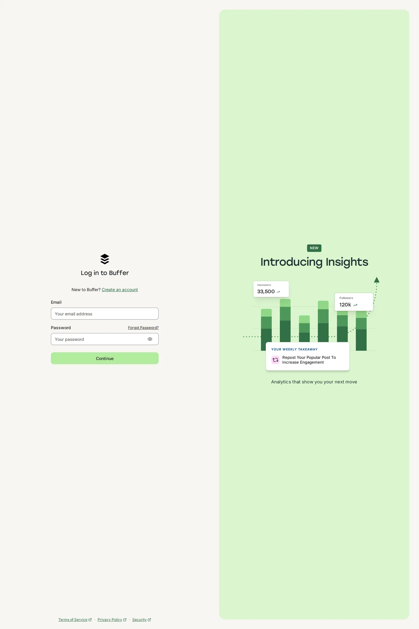 Buffer — screenshot of the login page