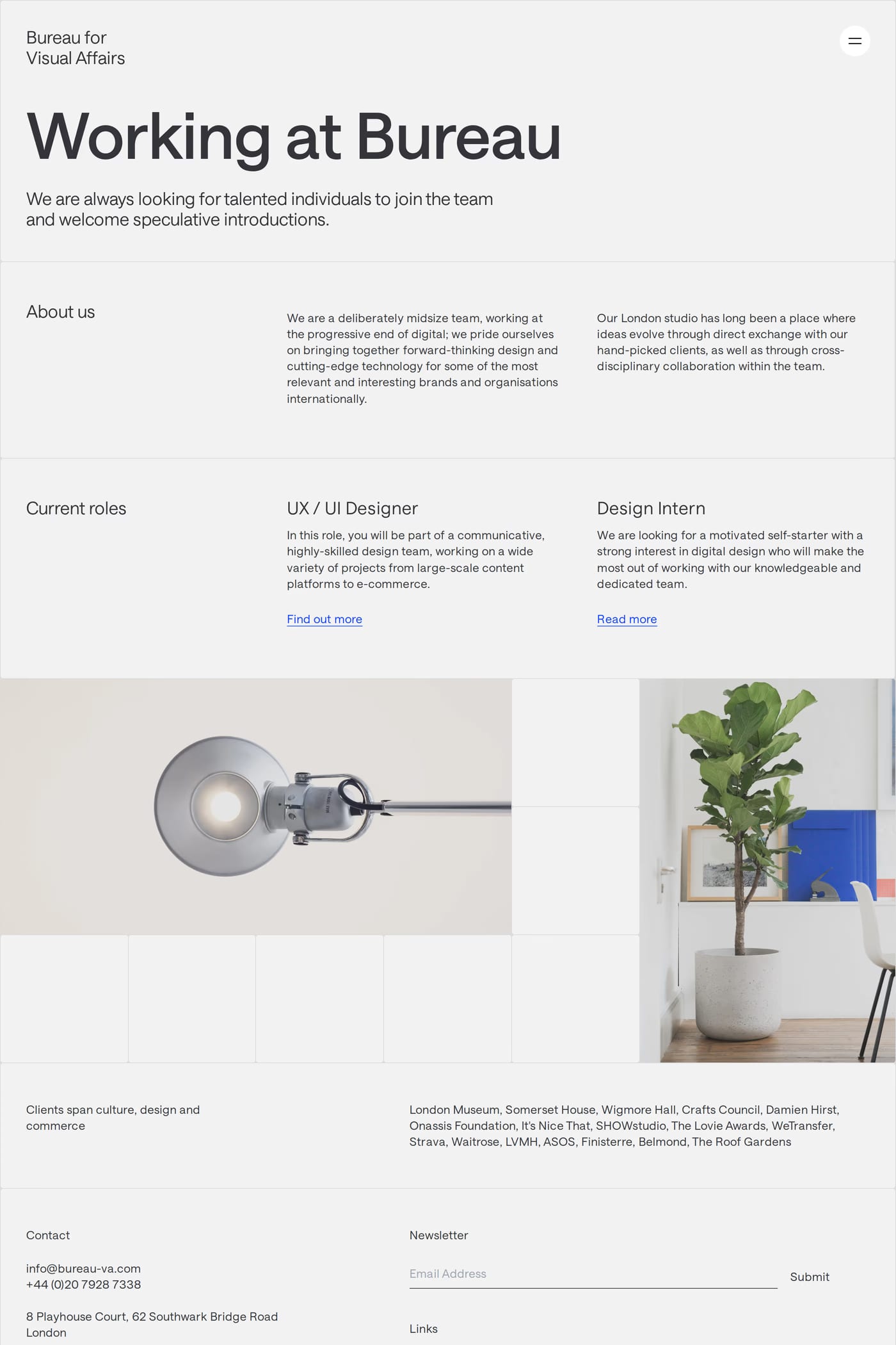 Bureau for Visual Affairs — screenshot of the careers page