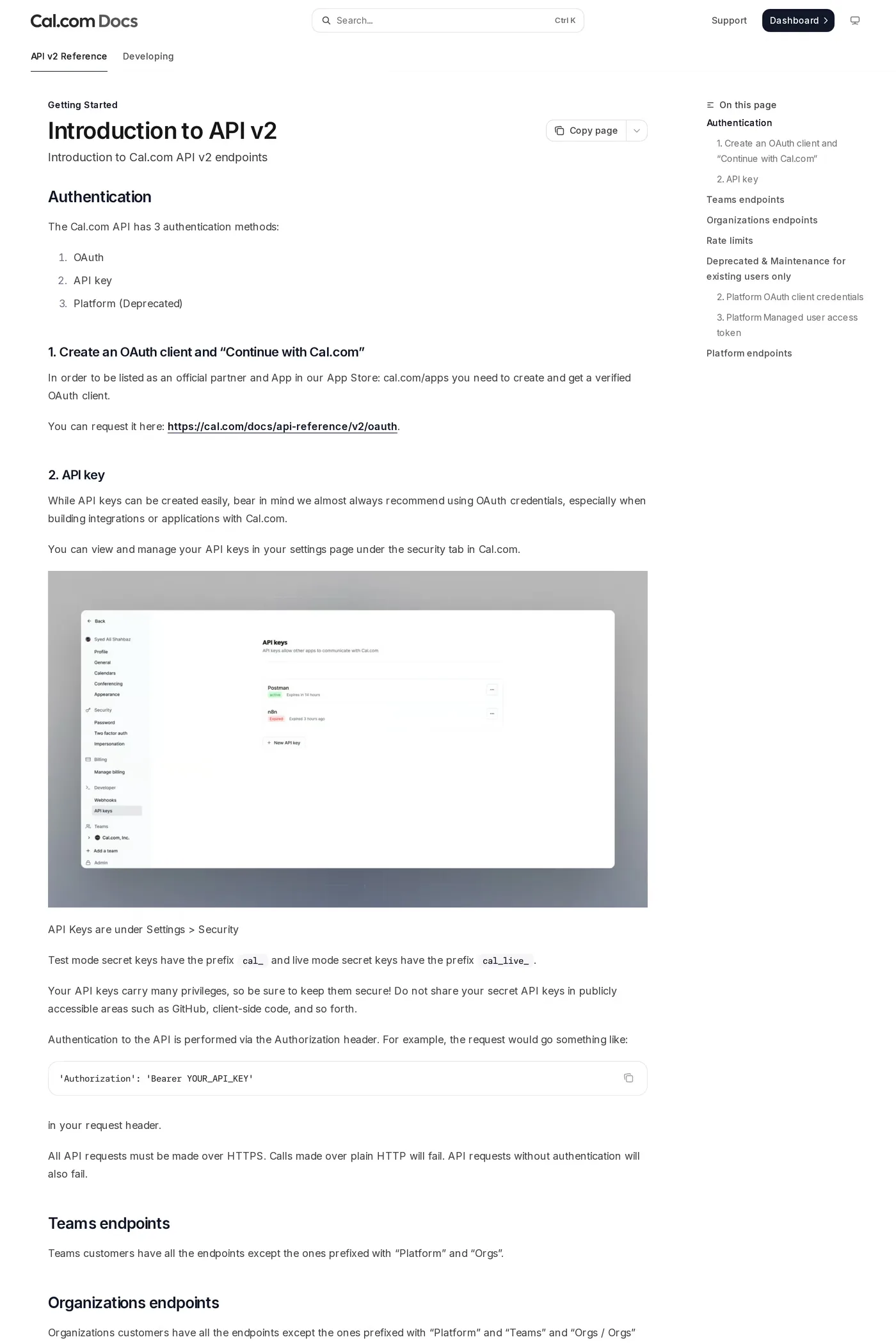 Cal.com — screenshot of the docs page