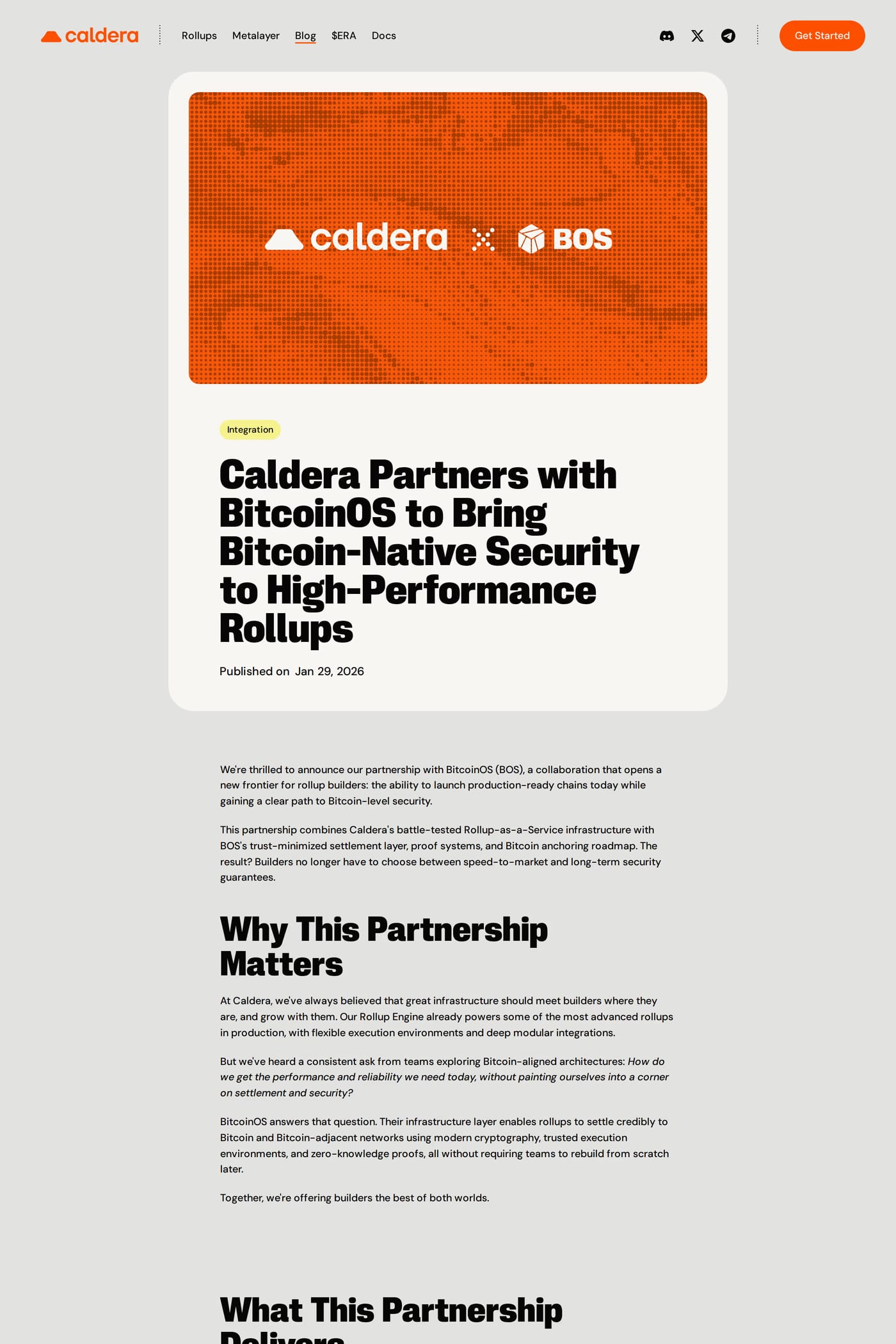Caldera integrations page