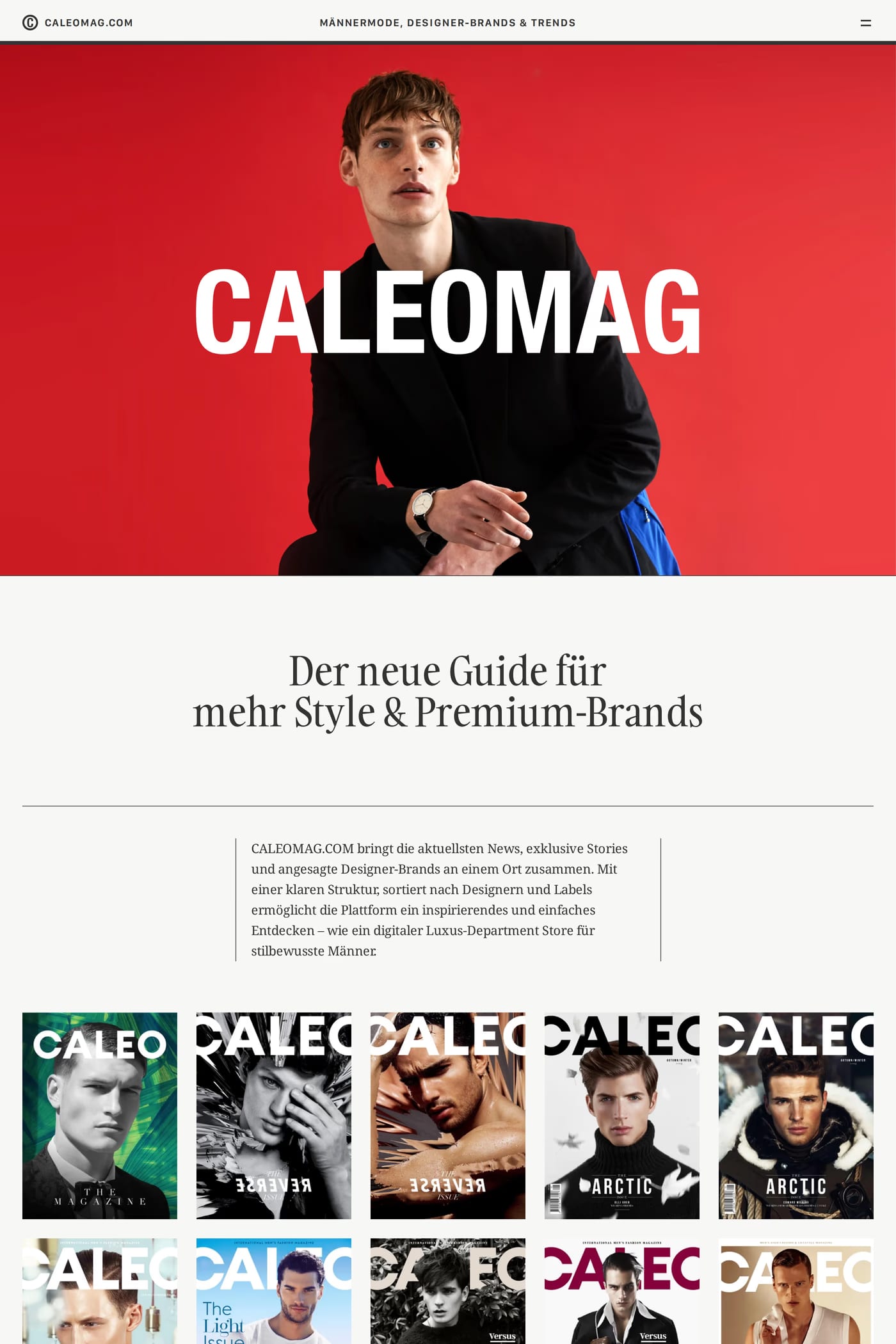 Caleomag — screenshot of the about page