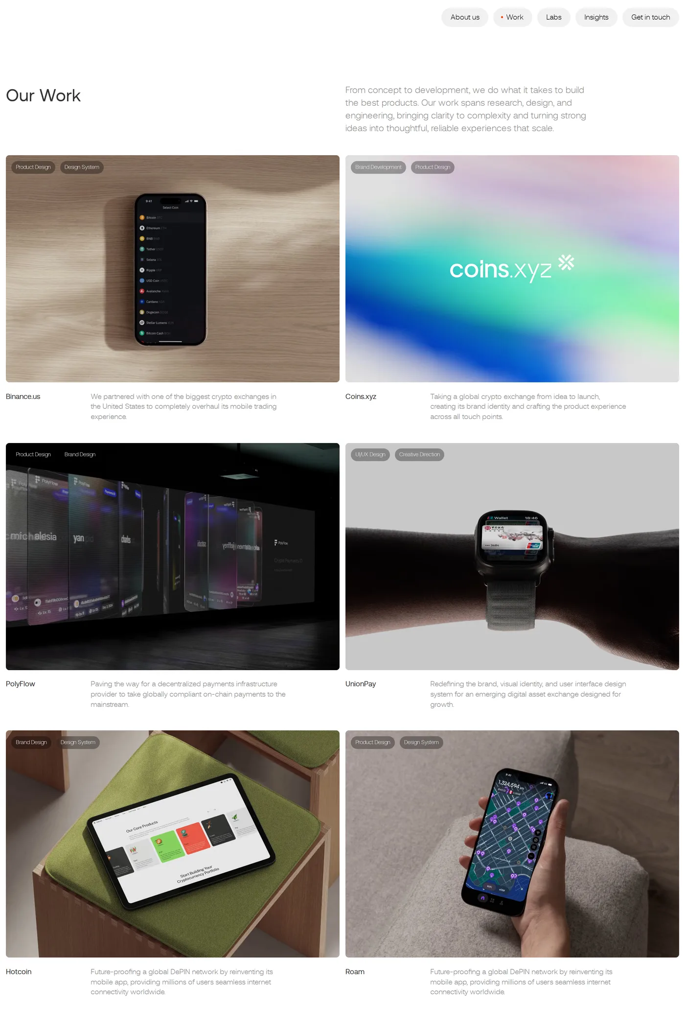 Caliper Studios — screenshot of the work page
