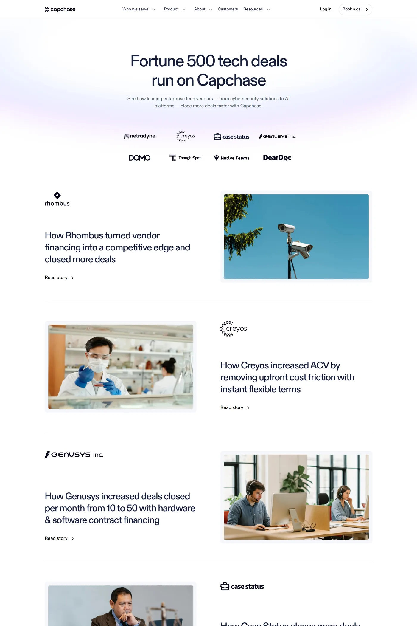 Capchase — screenshot of the case studies page