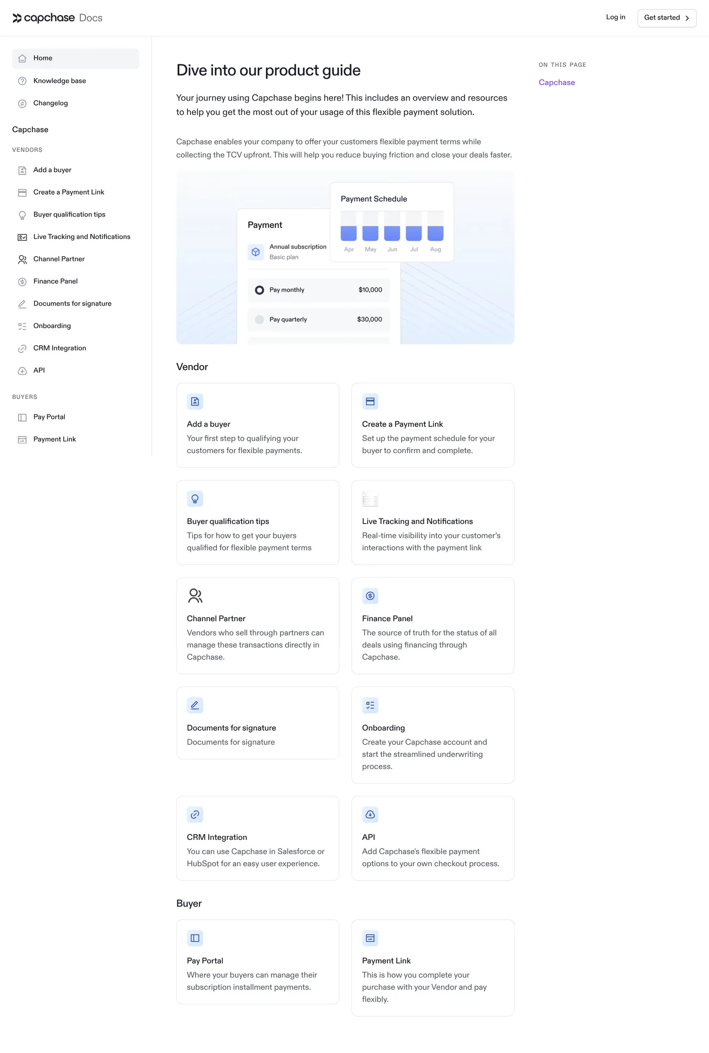 Capchase — screenshot of the docs page