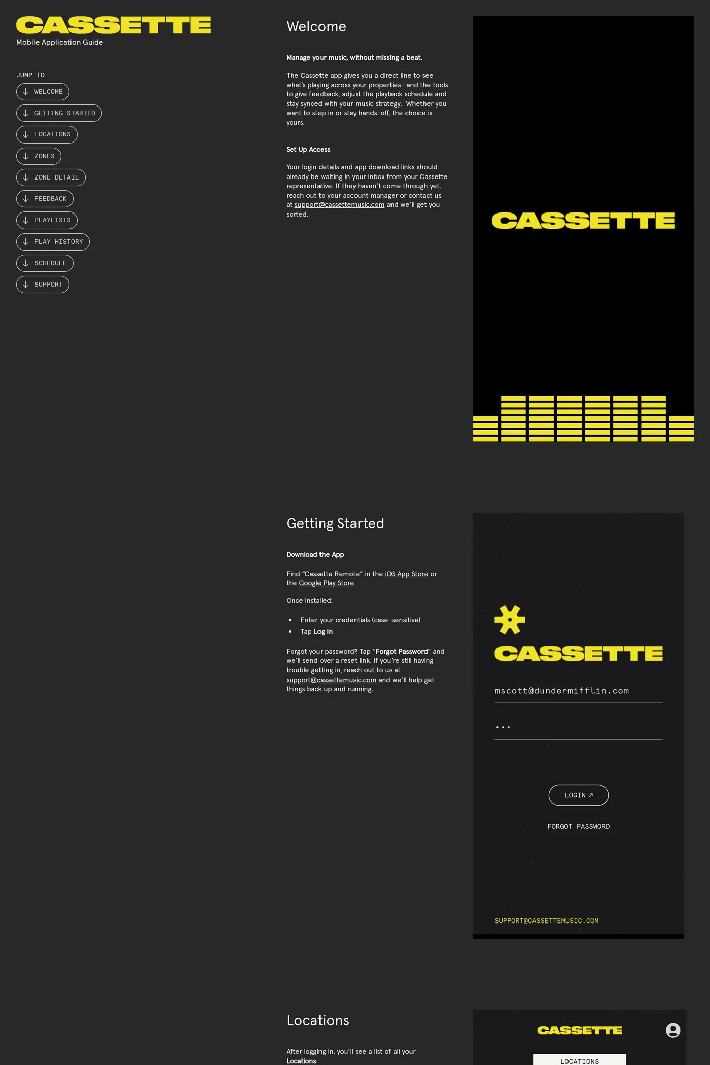 CASSETTE — screenshot of the login page