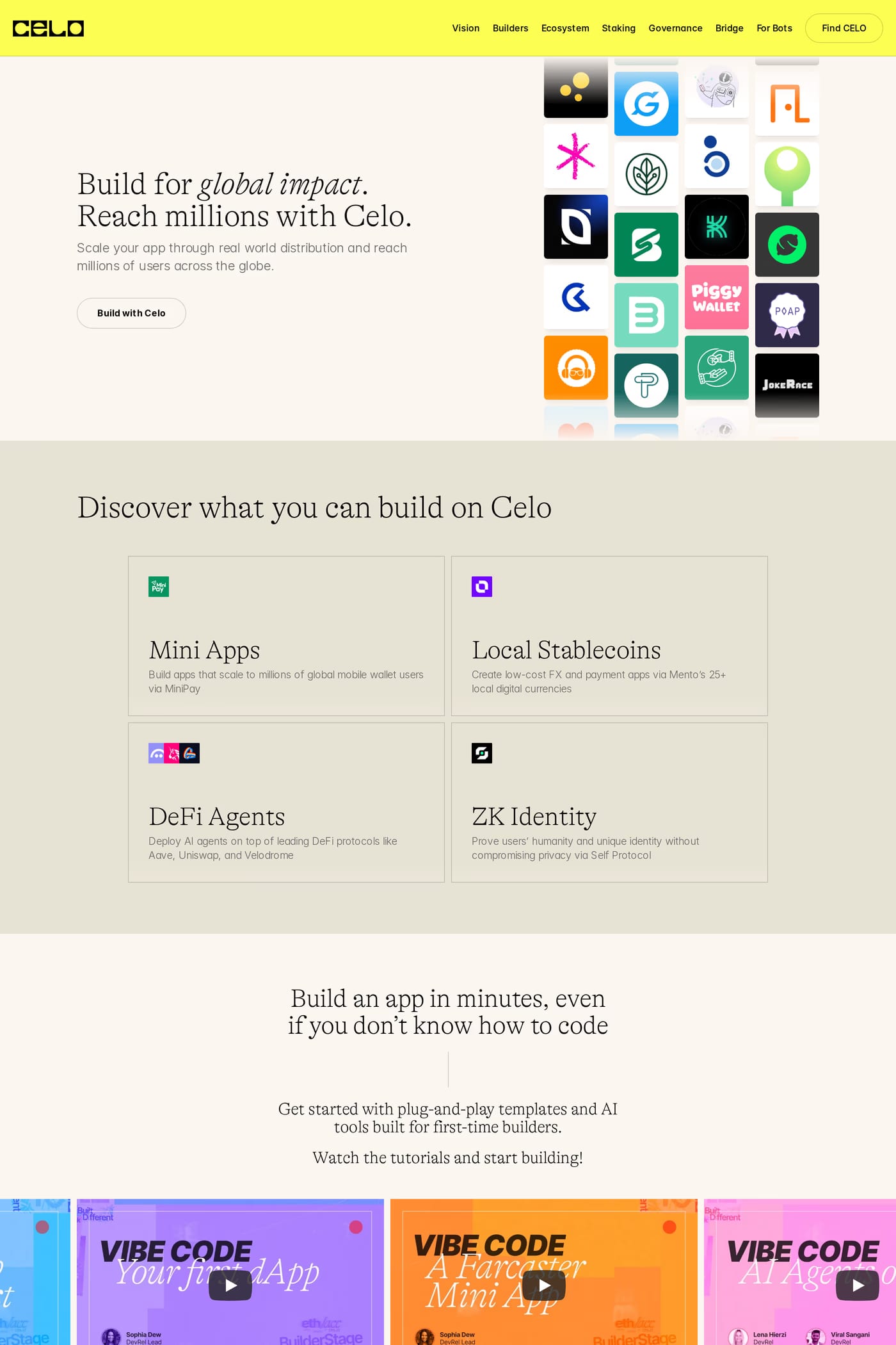 Celo features page