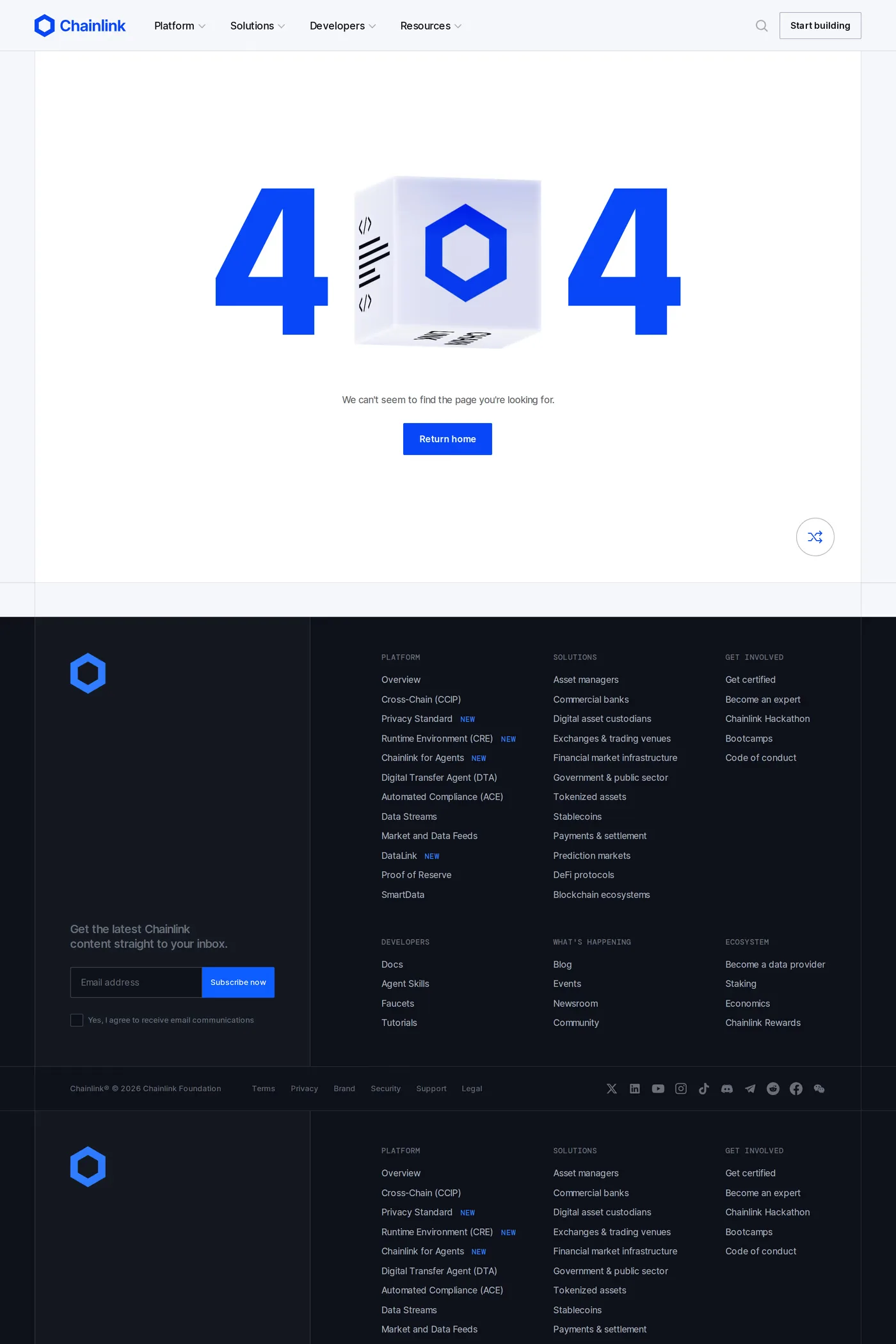 Chainlink — screenshot of the 404 page