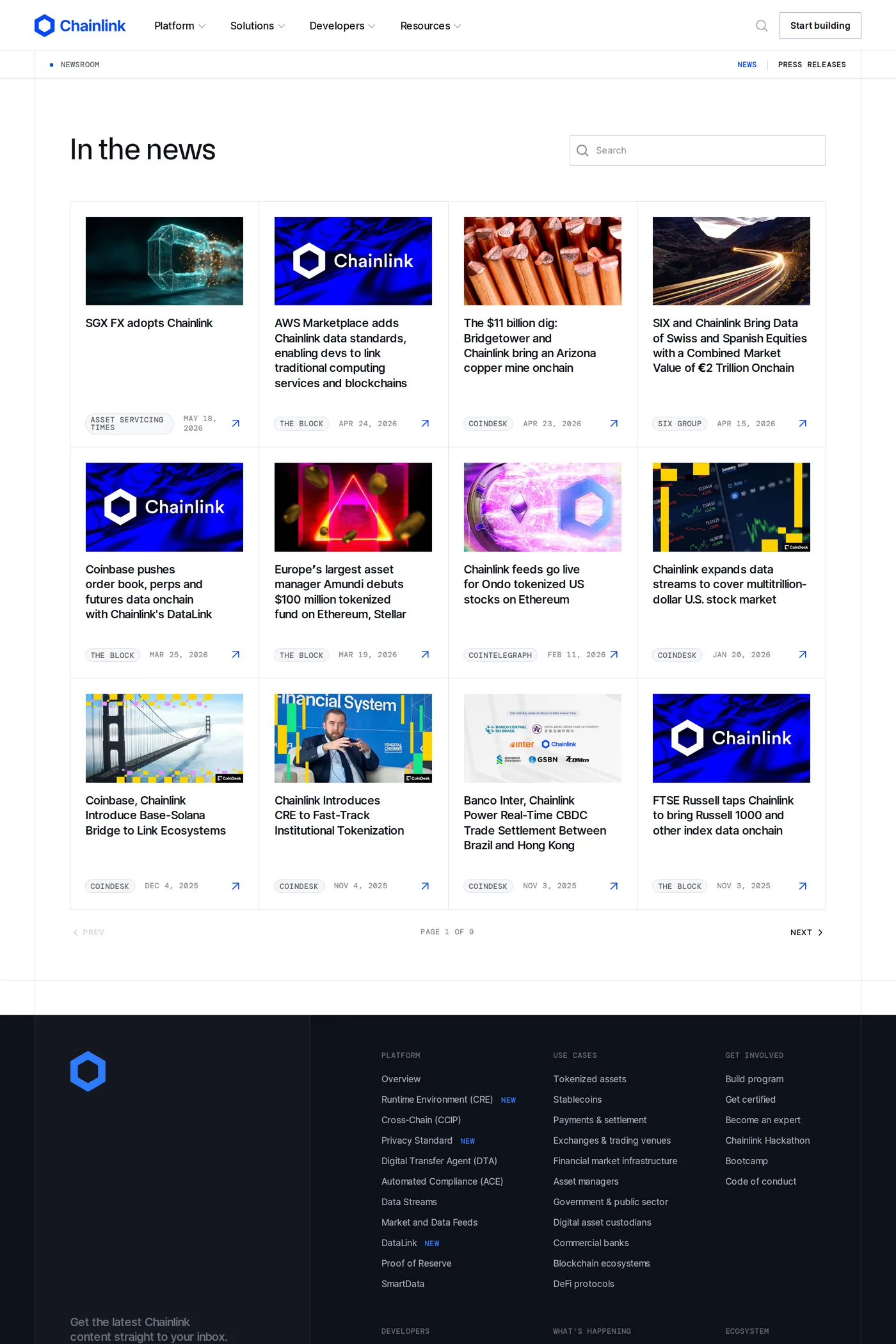 Chainlink — screenshot of the blog page