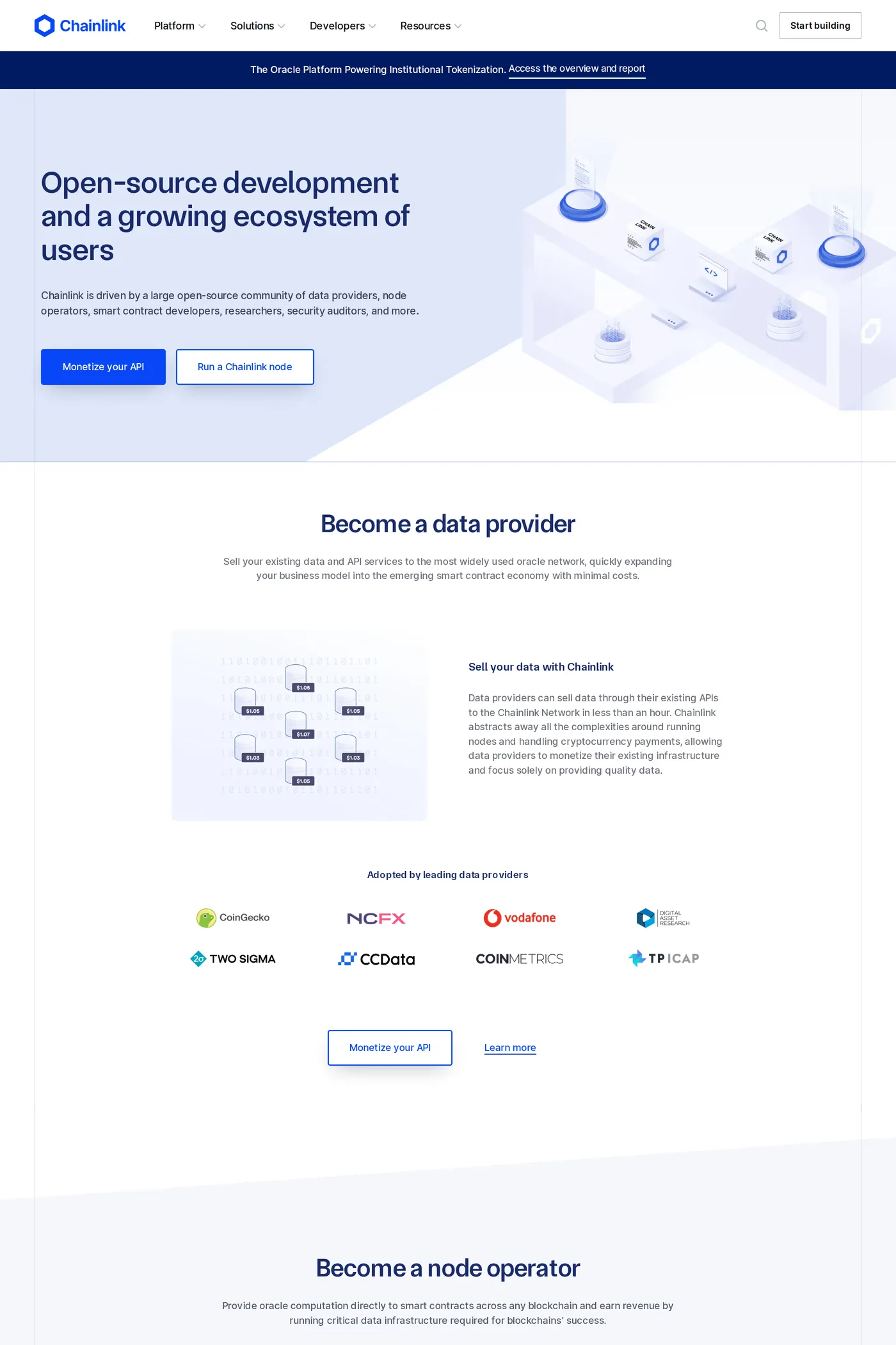 Chainlink — screenshot of the integrations page