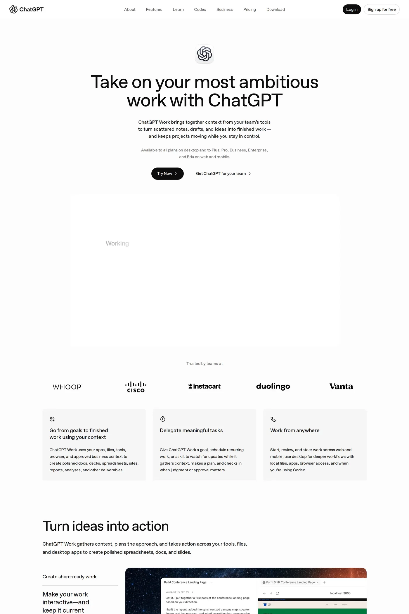 ChatGPT Atlas — screenshot of the work page