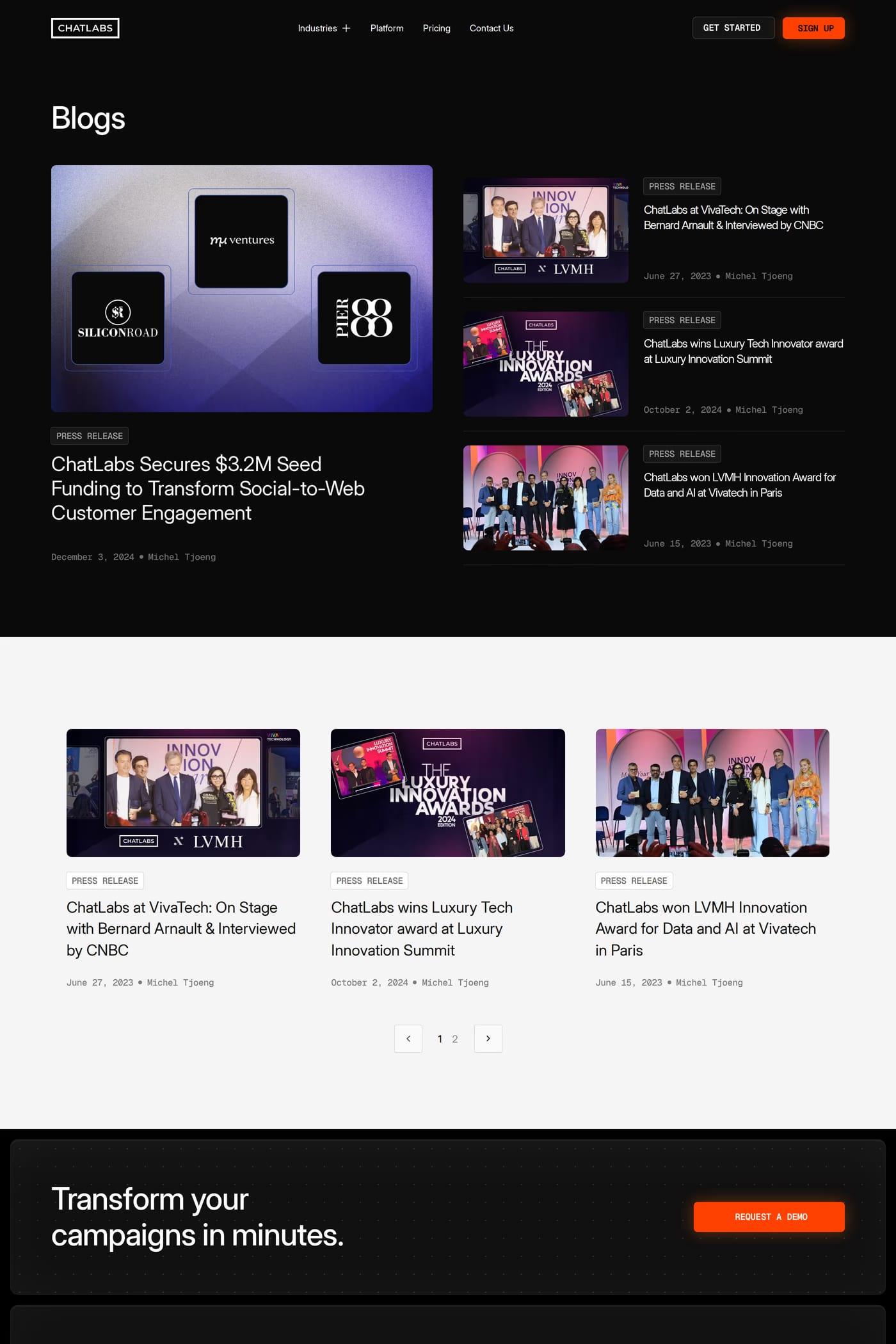 ChatLabs — screenshot of the blog page