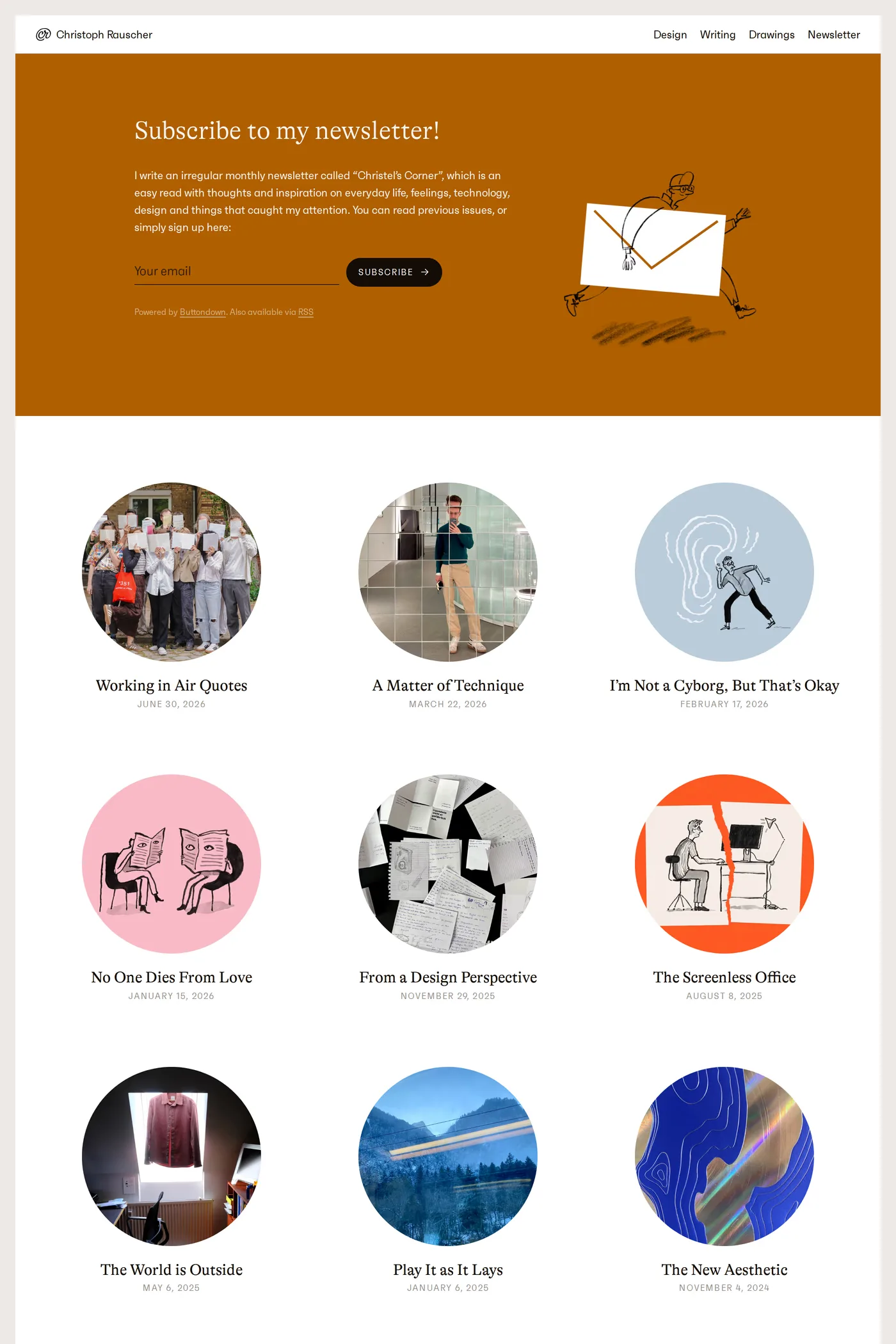 Christoph Rauscher — screenshot of the blog page