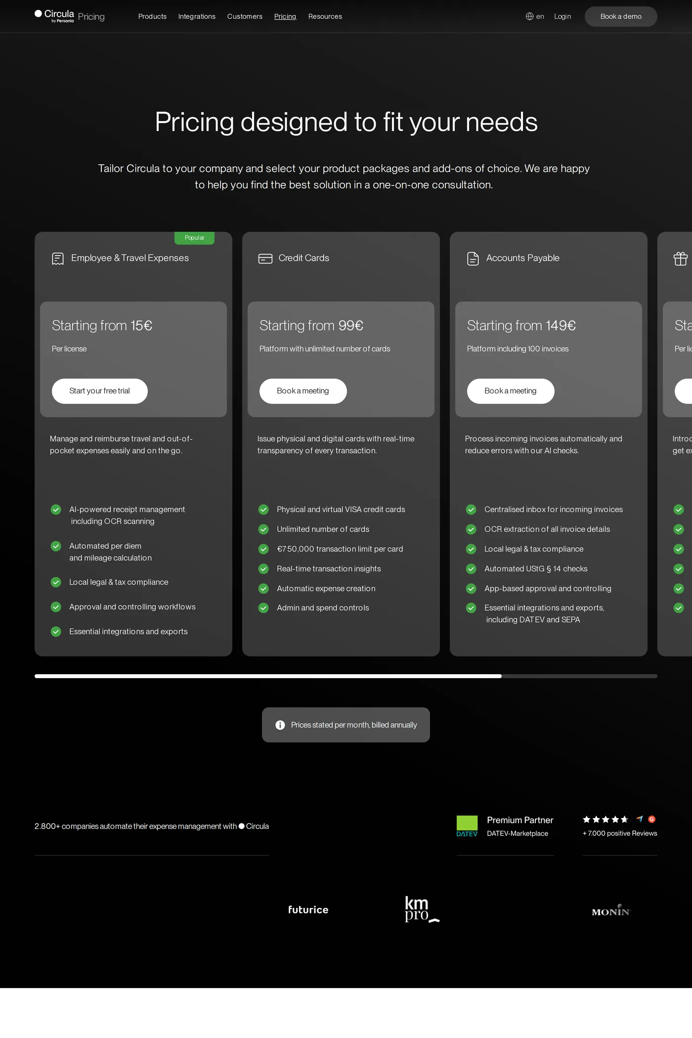 Circula — screenshot of the pricing page