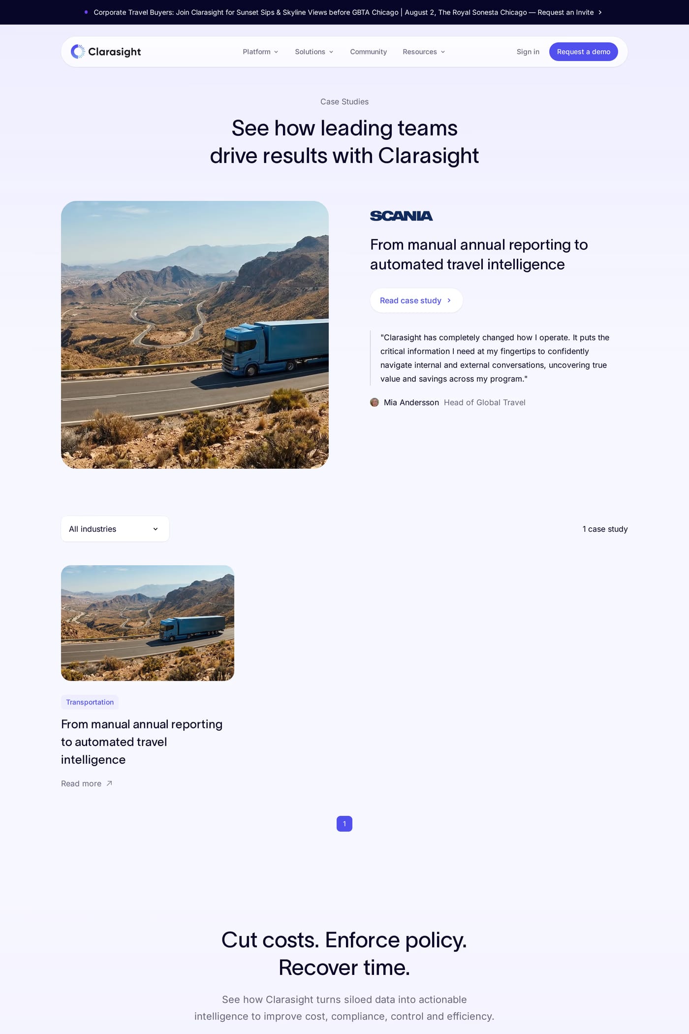 Clarasight — screenshot of the case studies page