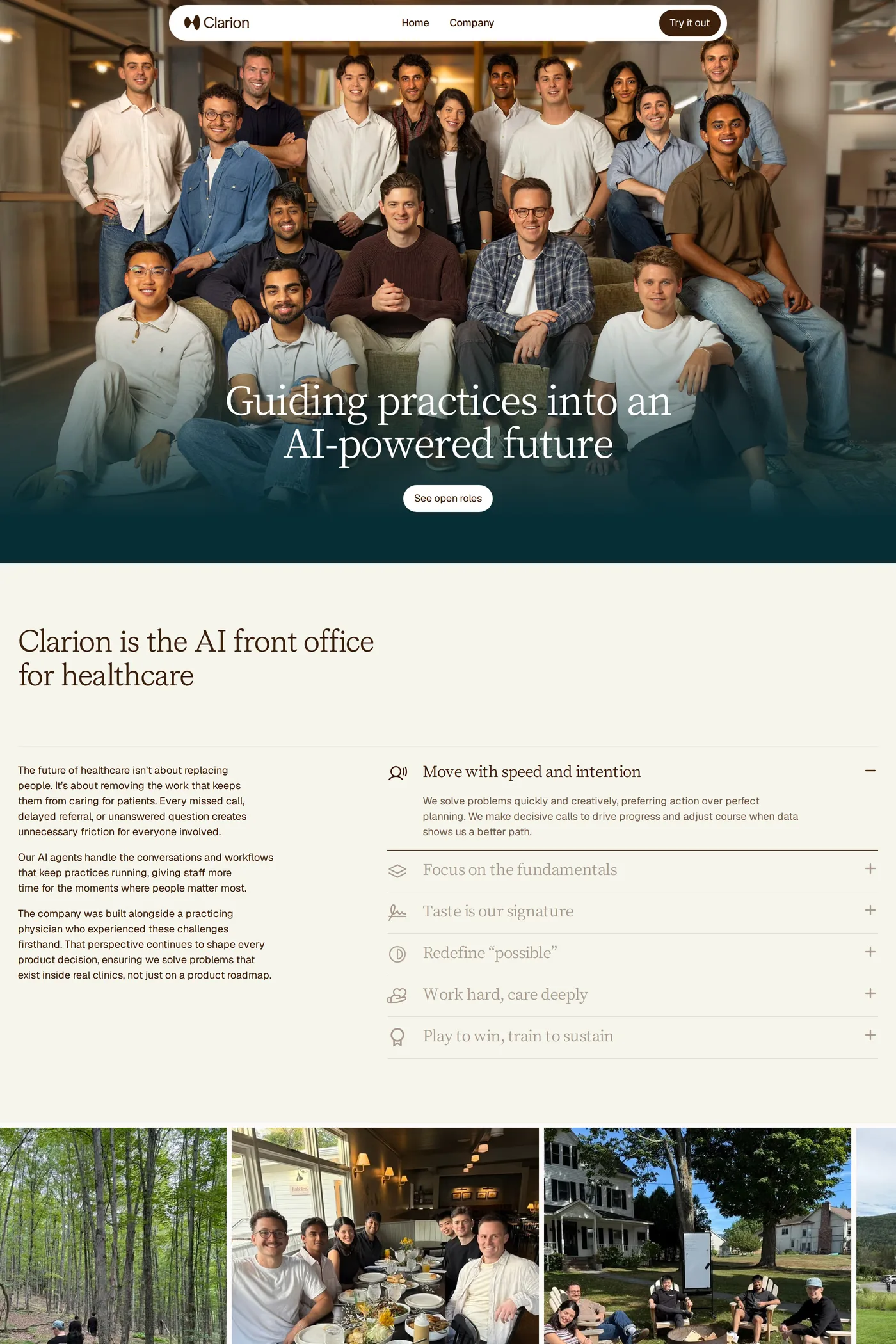 Clarion — screenshot of the careers page