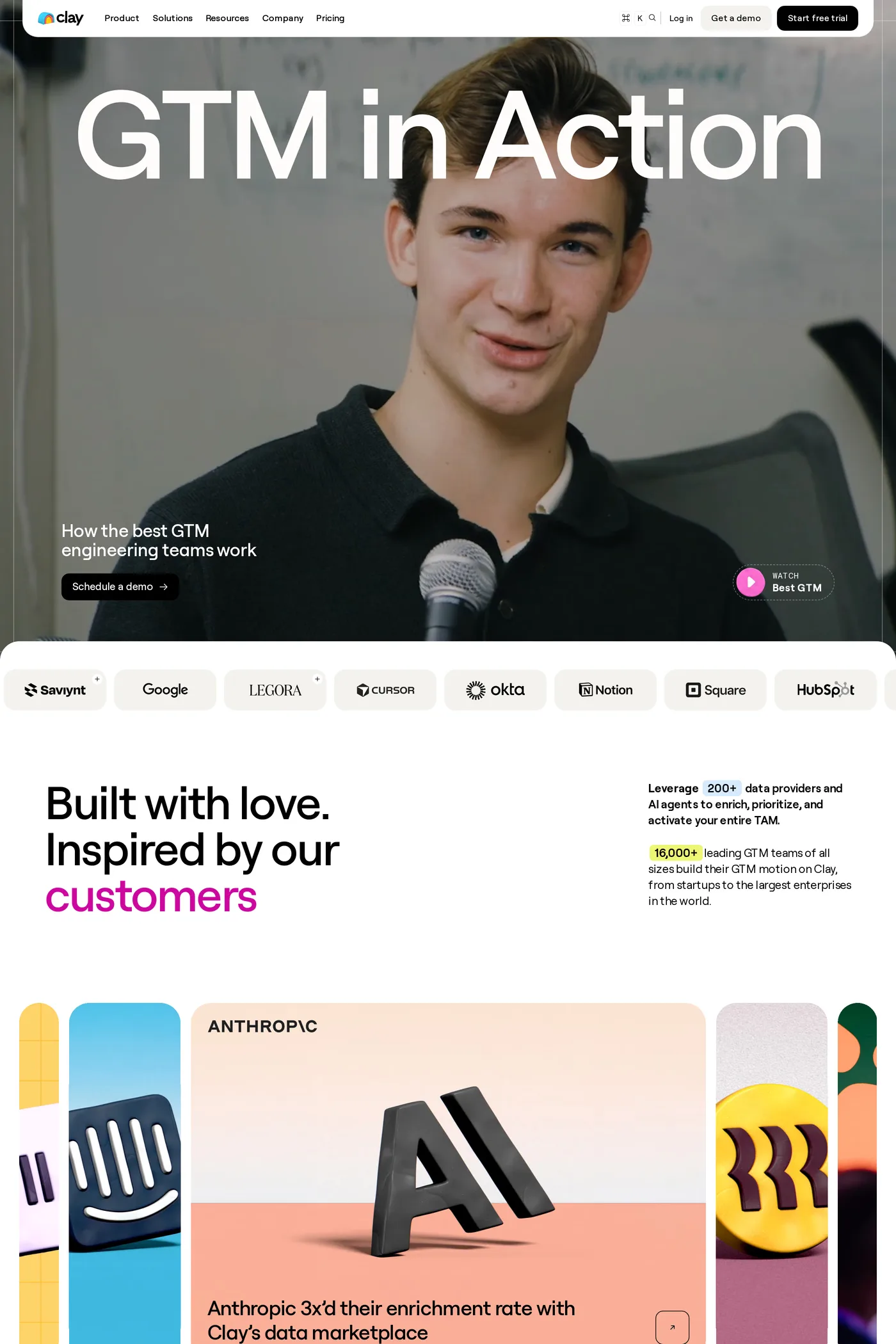 Clay — screenshot of the case studies page