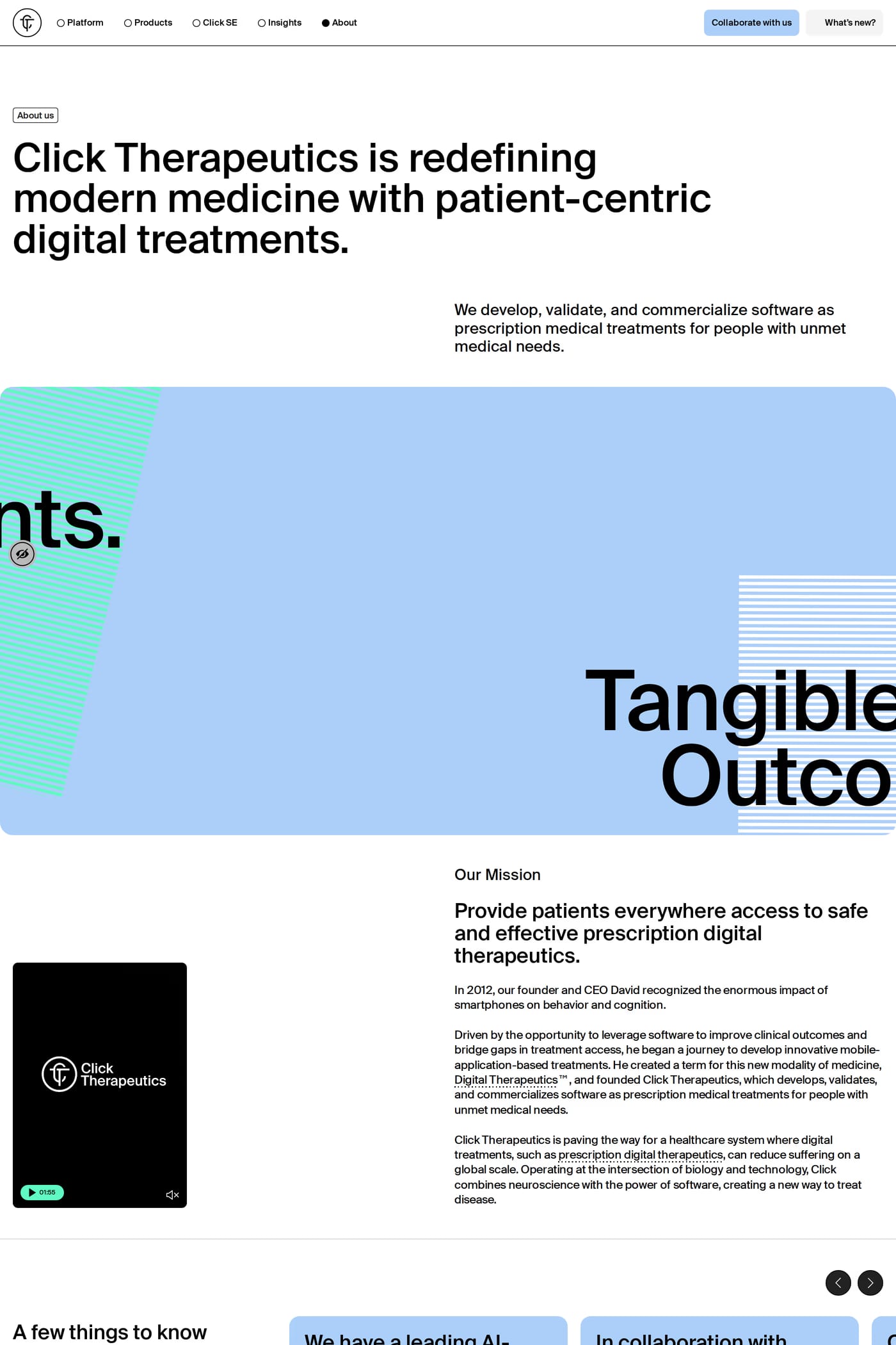 Click Therapeutics — screenshot of the about page