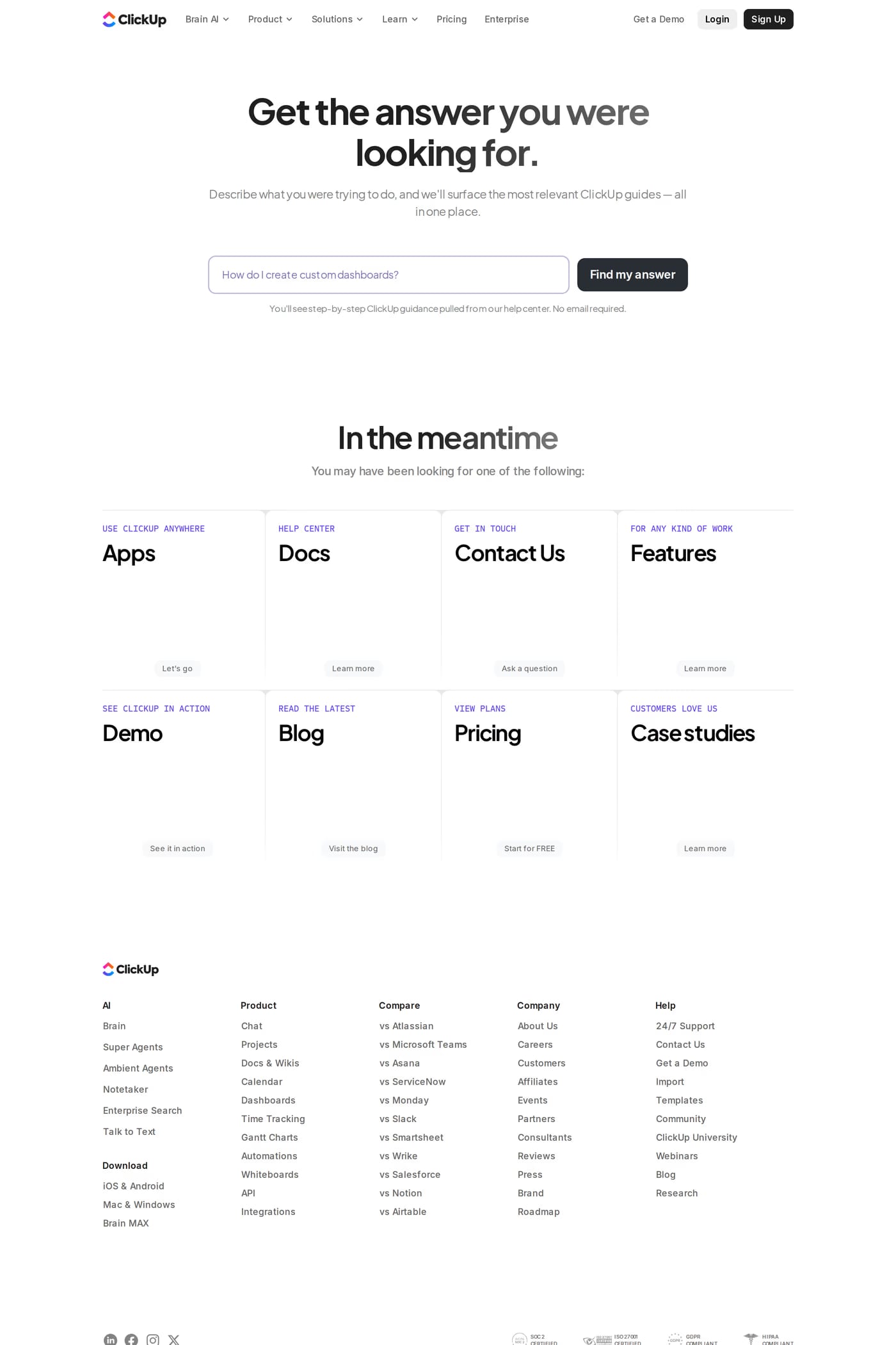 ClickUp — screenshot of the 404 page