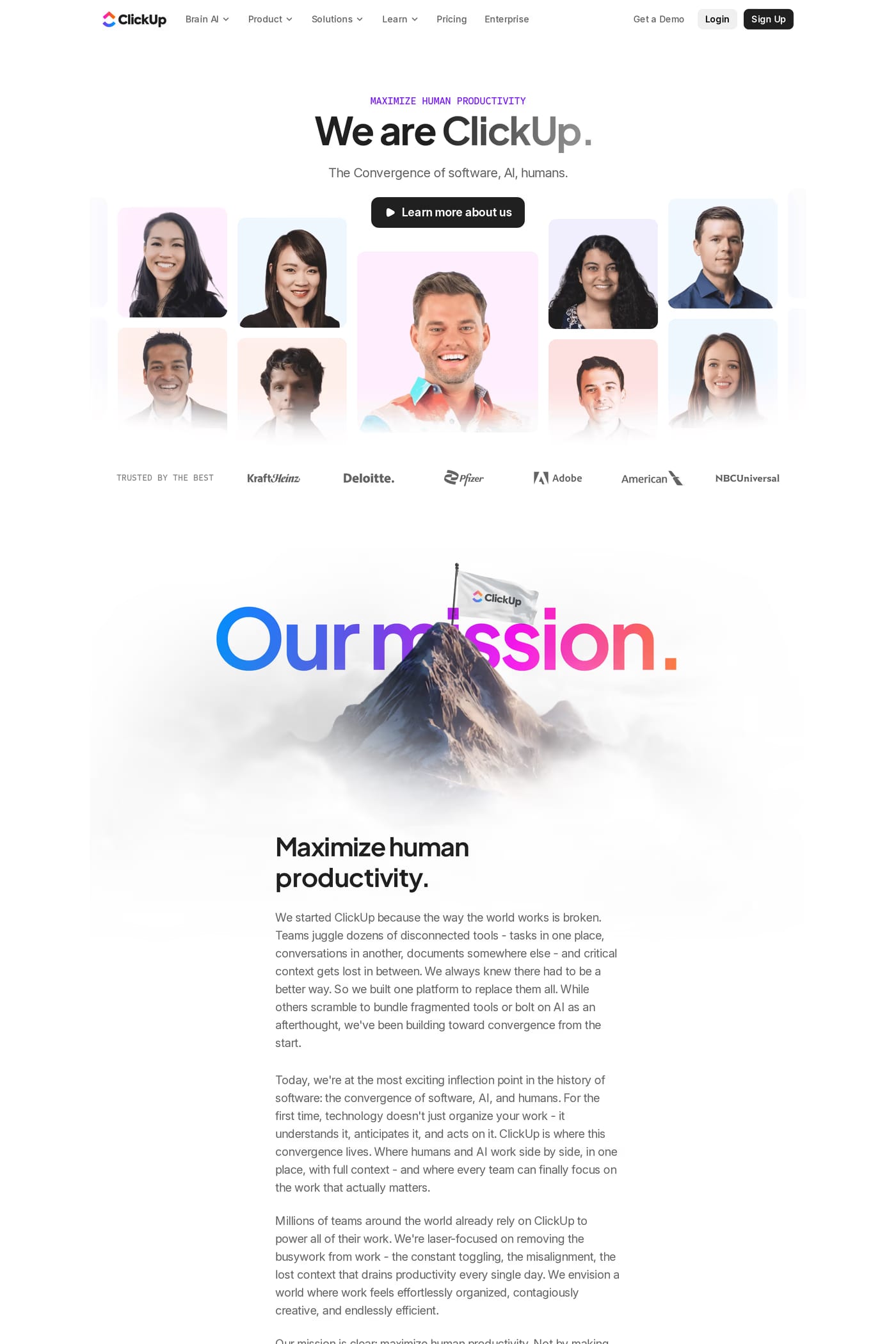ClickUp about page