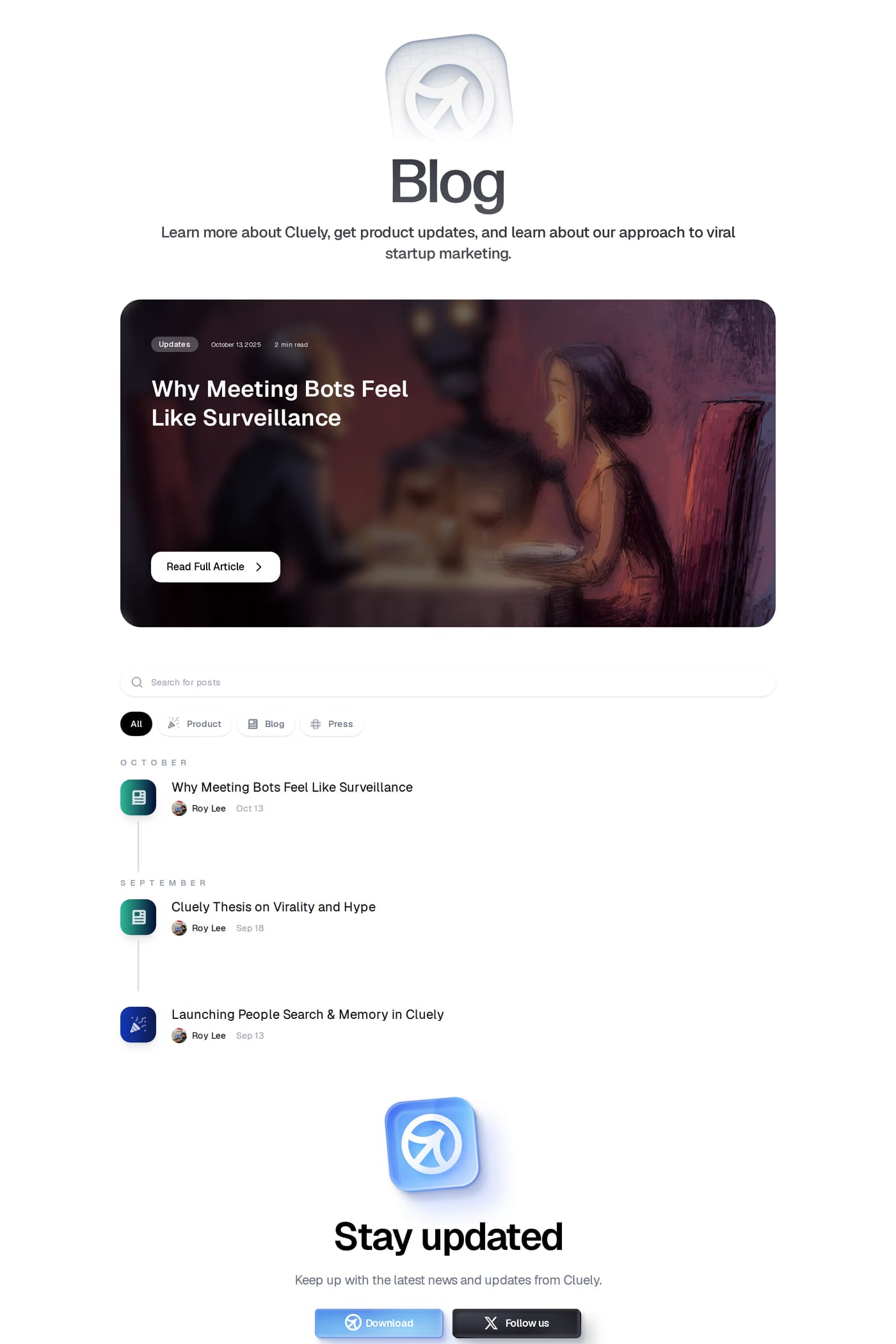 Cluely — screenshot of the blog page