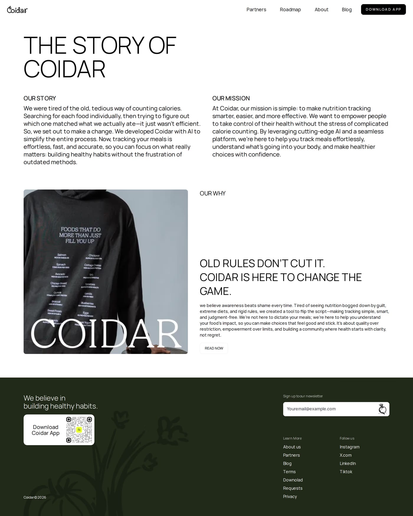 Coidar — screenshot of the about page